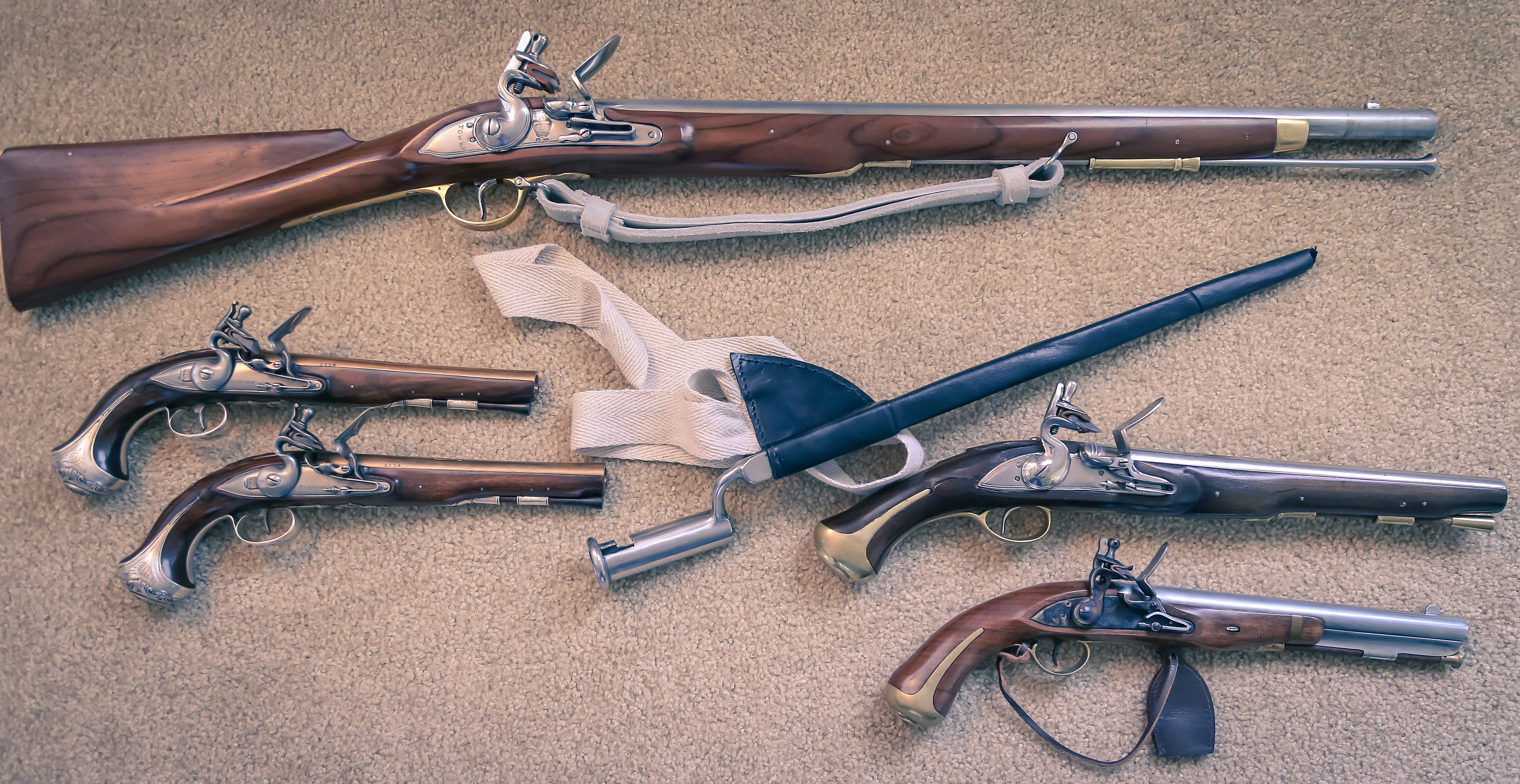 brown hunting rifle, weapons, guns, vintage, bayonet, metal, still life