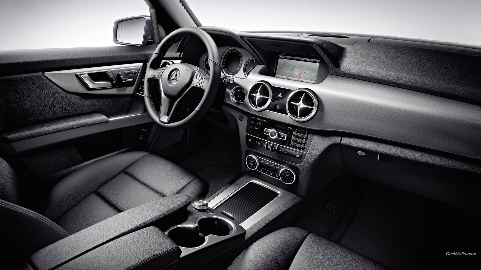 black and gray car interior, Mercedes GLK, vehicle, Mercedes Benz