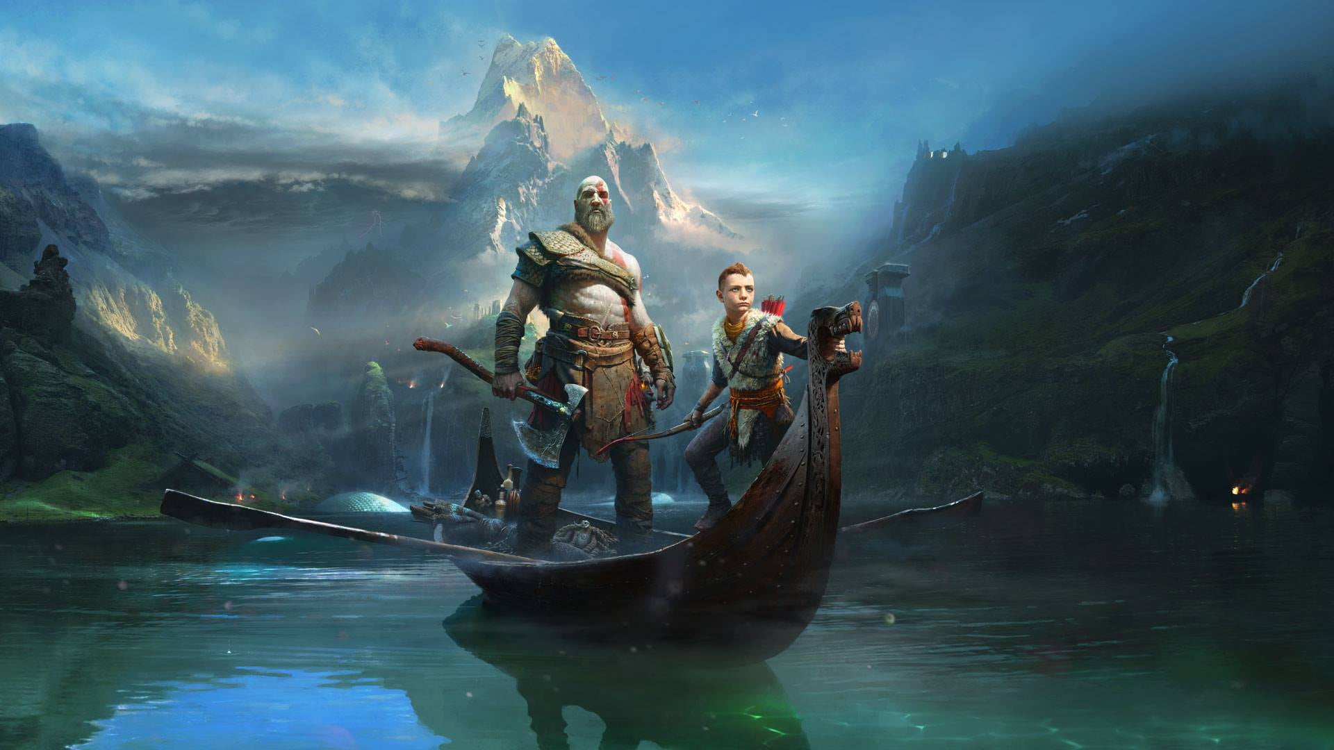 game characters illustration, God of War poster, Kratos, Sony