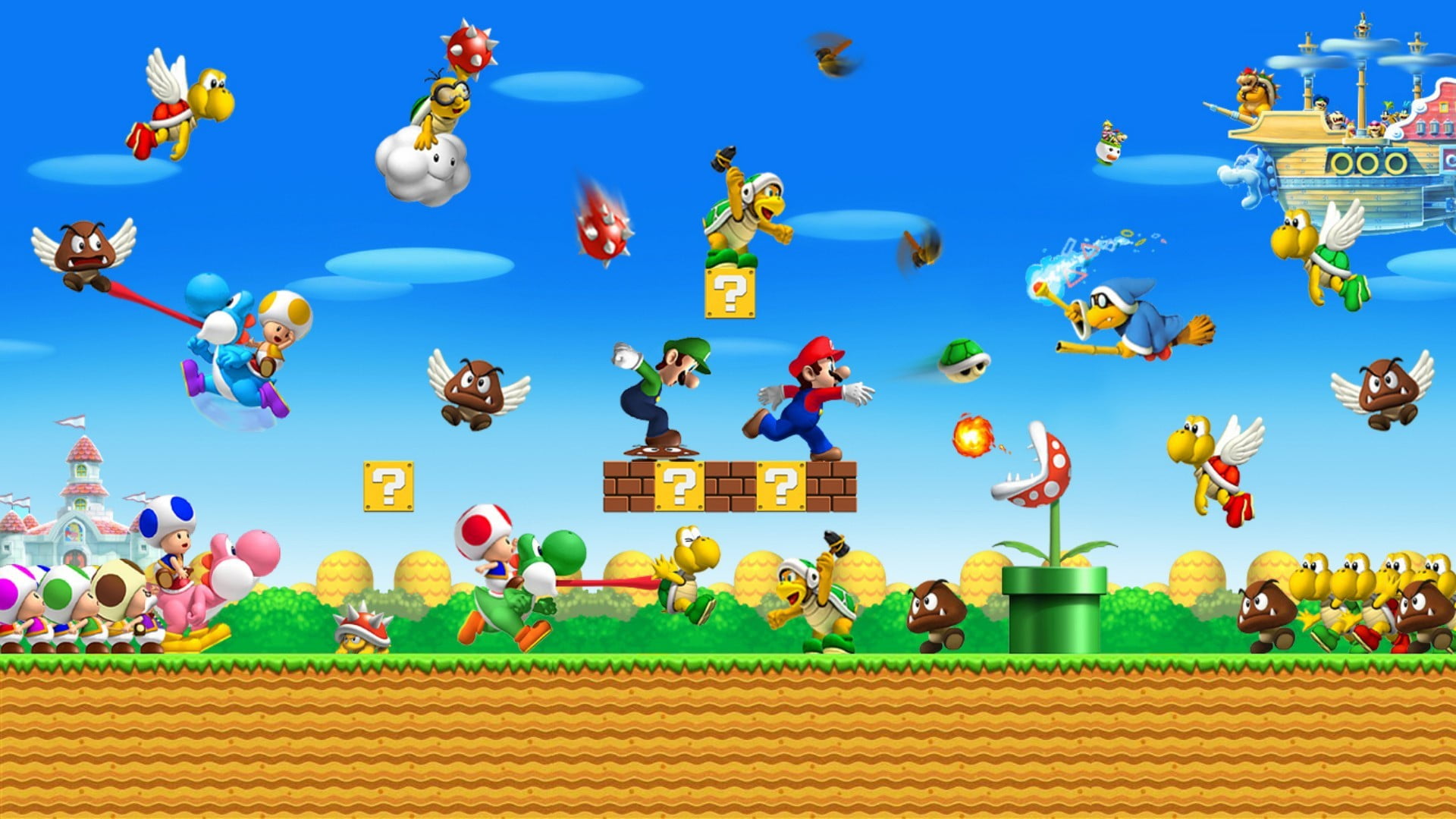 Super Mario video game, Yoshi, bowser, Nintendo, digital art
