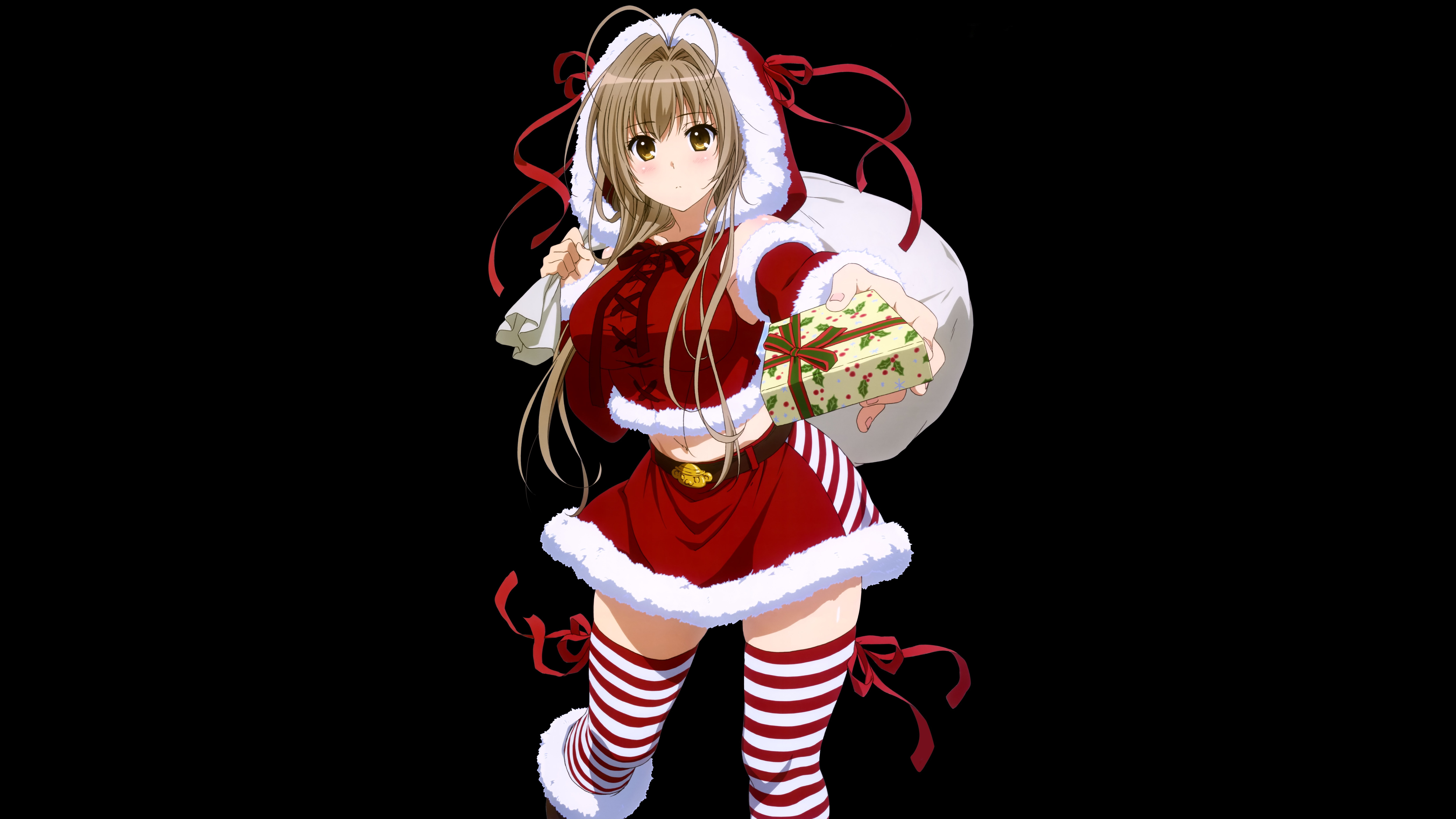 girl, christmas, anime, present, merry christmas, holiday, blonde