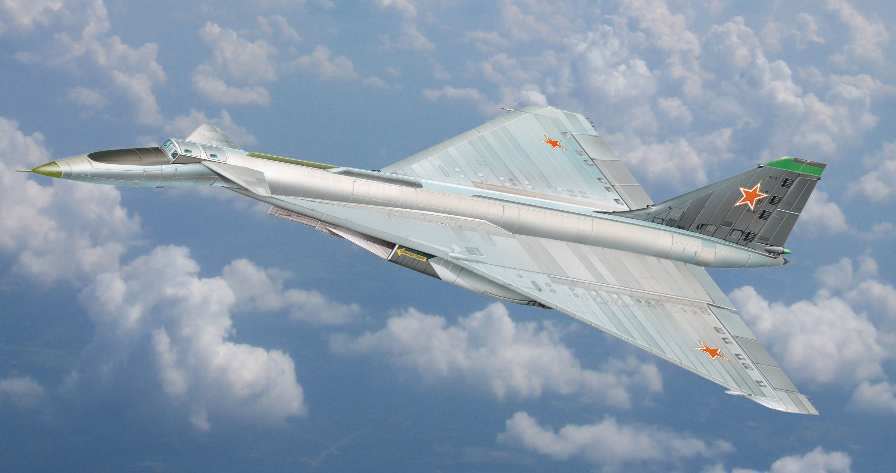 gray fighter plane, clouds, figure, height, art, flight, USSR