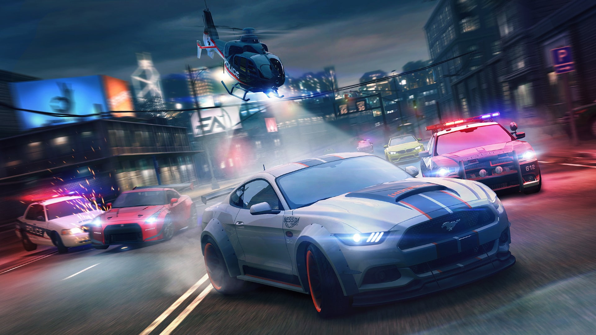 1920x1080 px BMW M4 city Ford Mustang GT Motion Blur need for speed Need For Speed: No Limits night Art Fantasy art HD Art