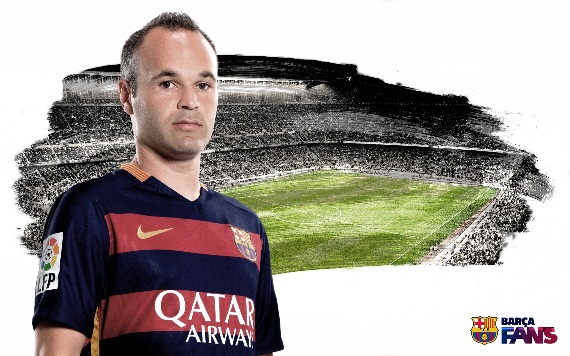 Andres Iniesta-2015-2016 FC Barcelona HD Wallpaper, one person