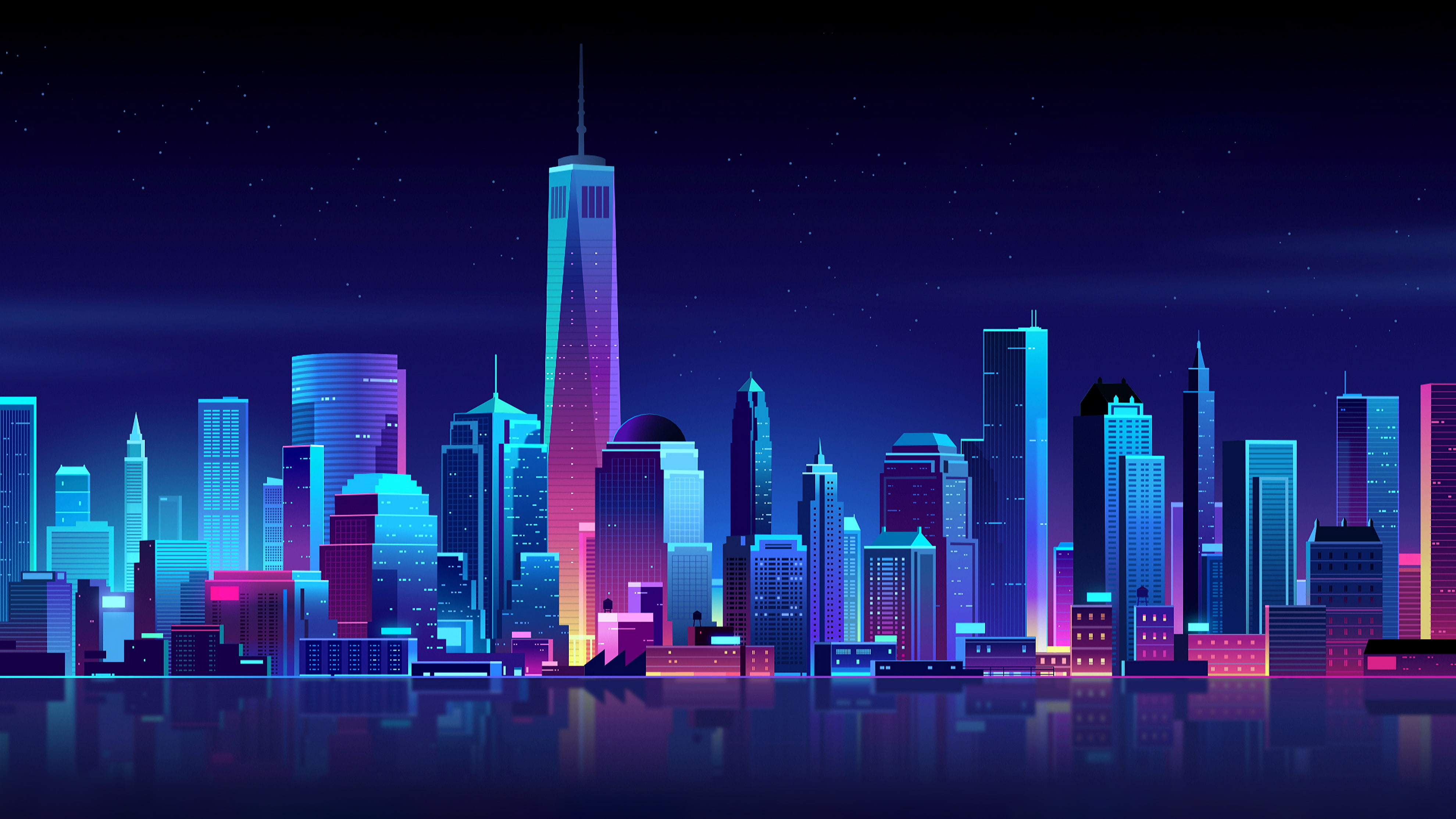 4K, CGI, Neon, New York City, Nightscape