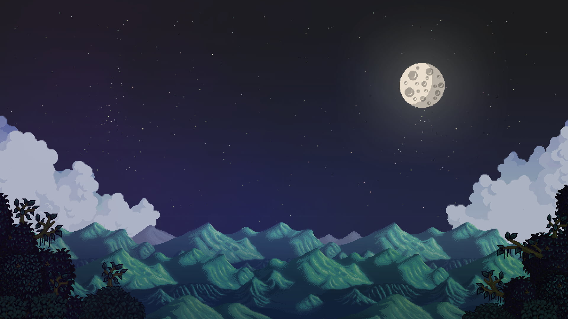Stardew Valley, Moon, landscape, pixel art