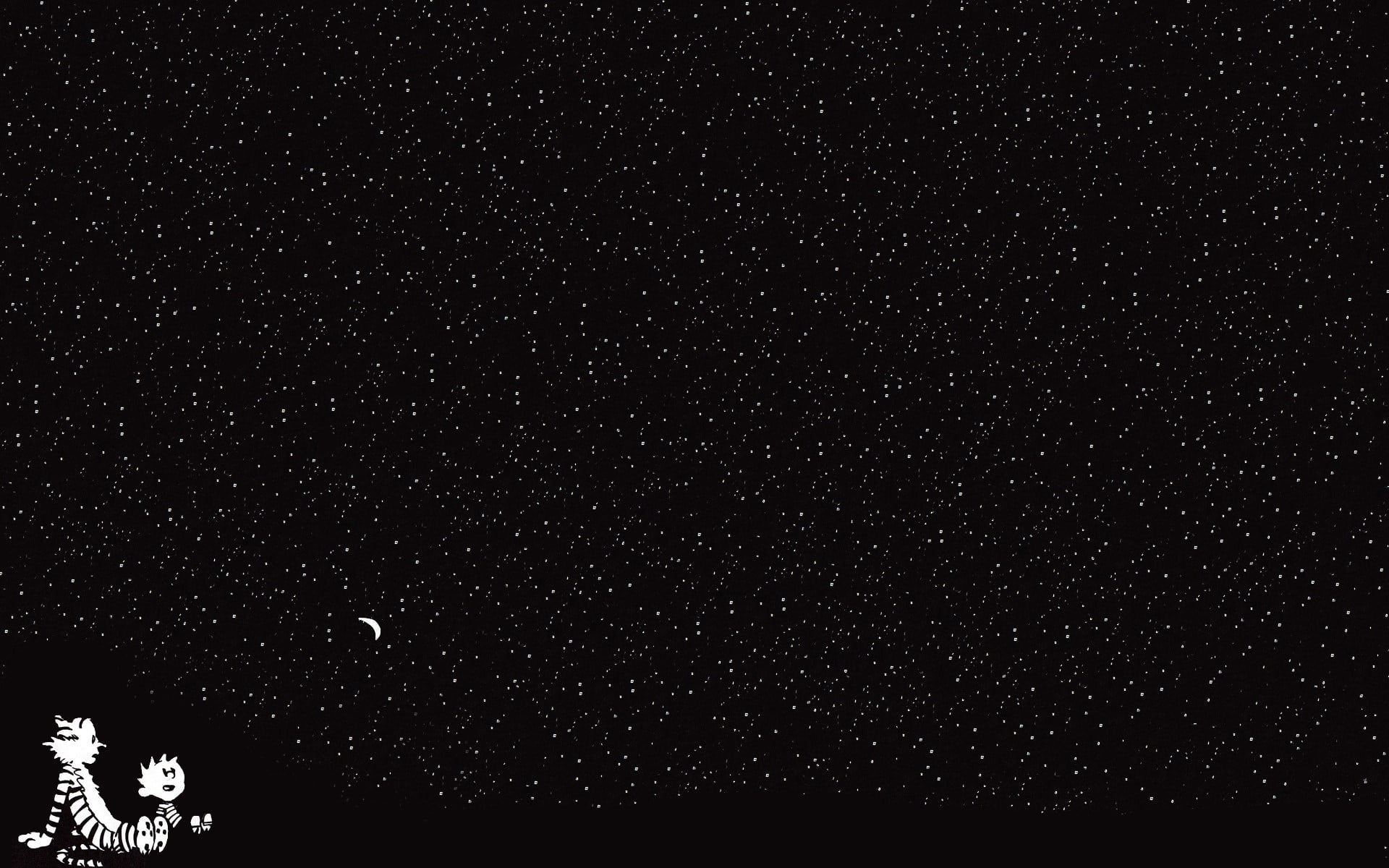 Calvin and hobbes, Starry sky, Cartoon, night, star - space