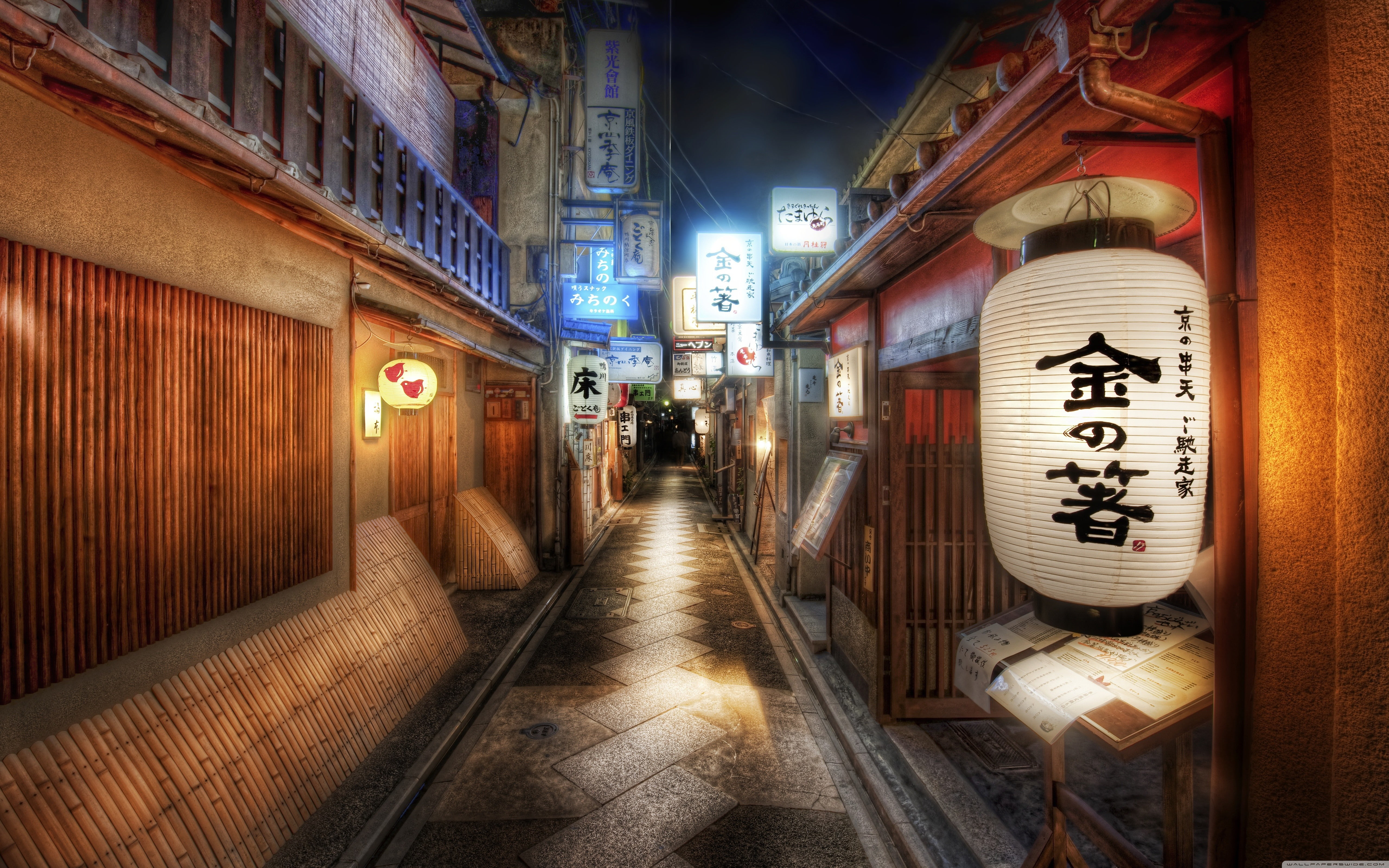 cityscape anime architecture building japanese hdr night lights bamboo clouds japan city street