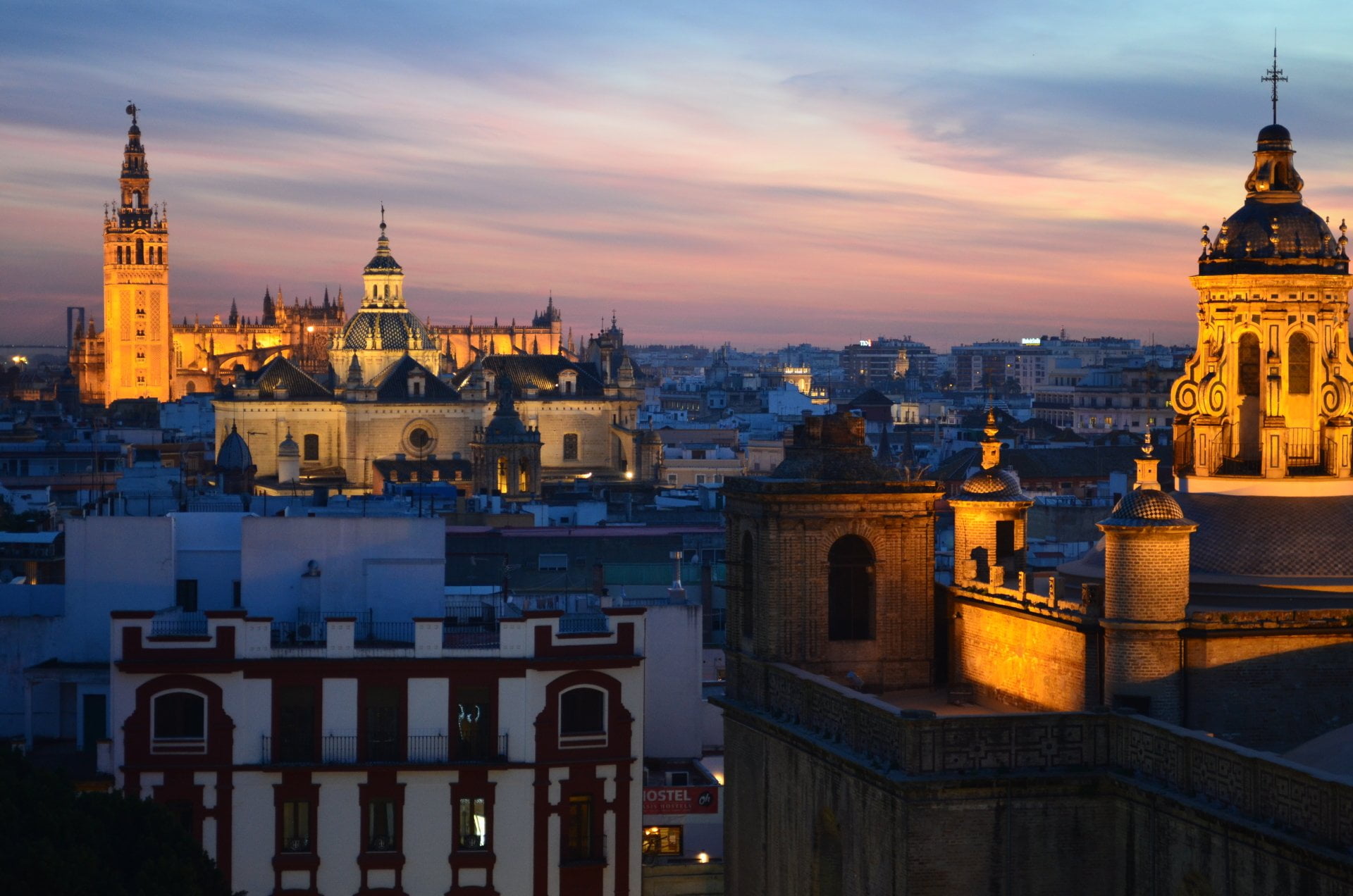 Cities, Seville, Andalusia, Cathedral, City, Night, Spain, Twilight