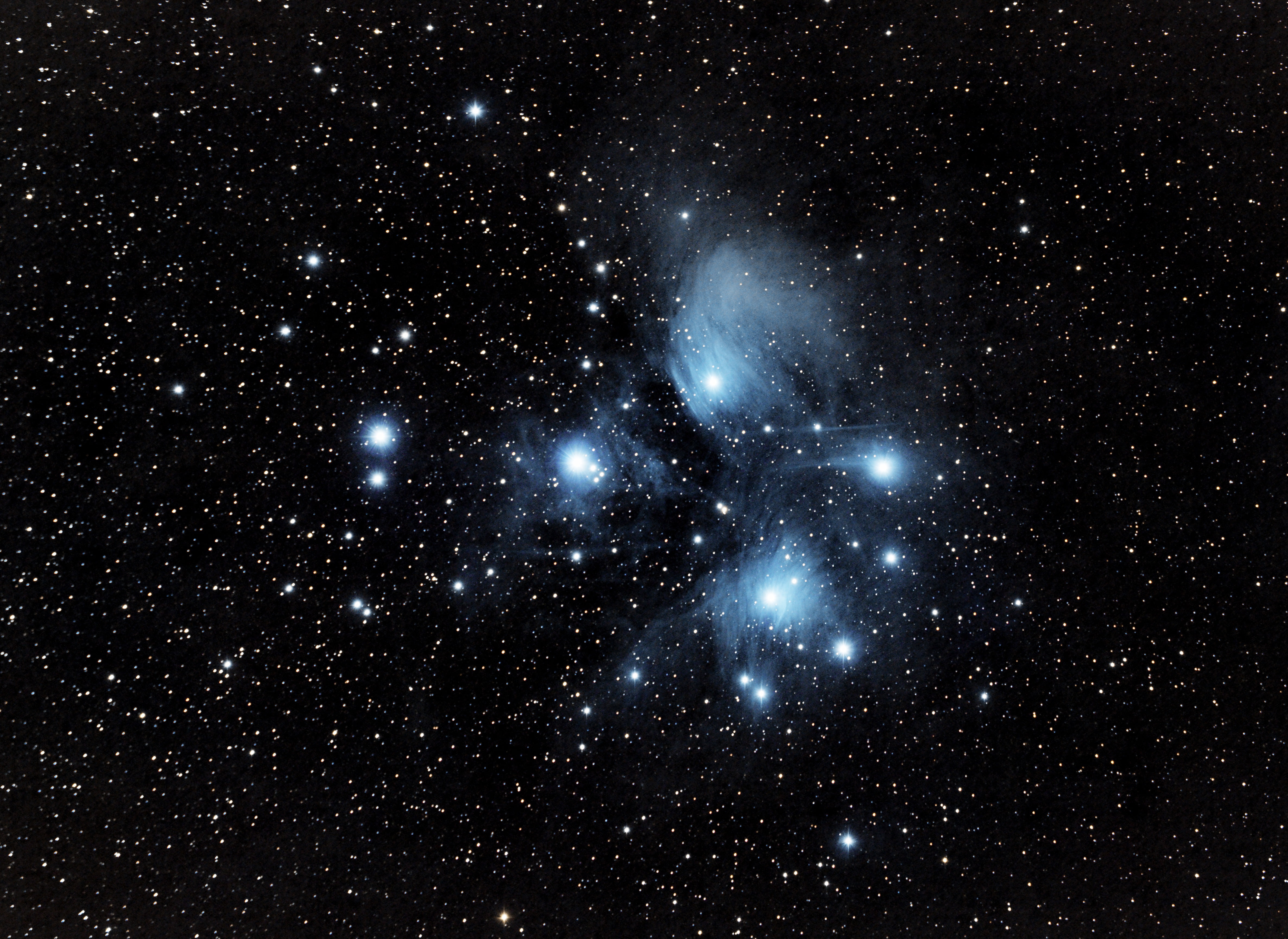 galaxy painting, The Pleiades, M45, star cluster, in the constellation of Taurus