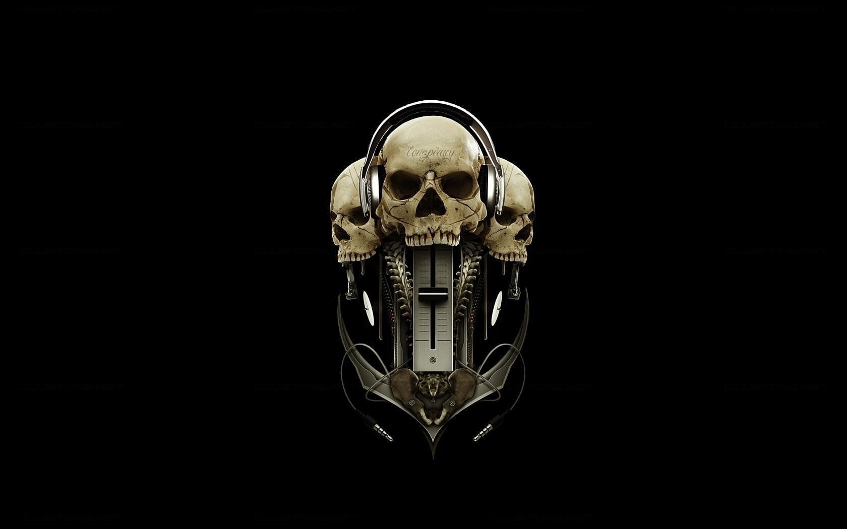 skull, Korn, human skull, black background, human skeleton