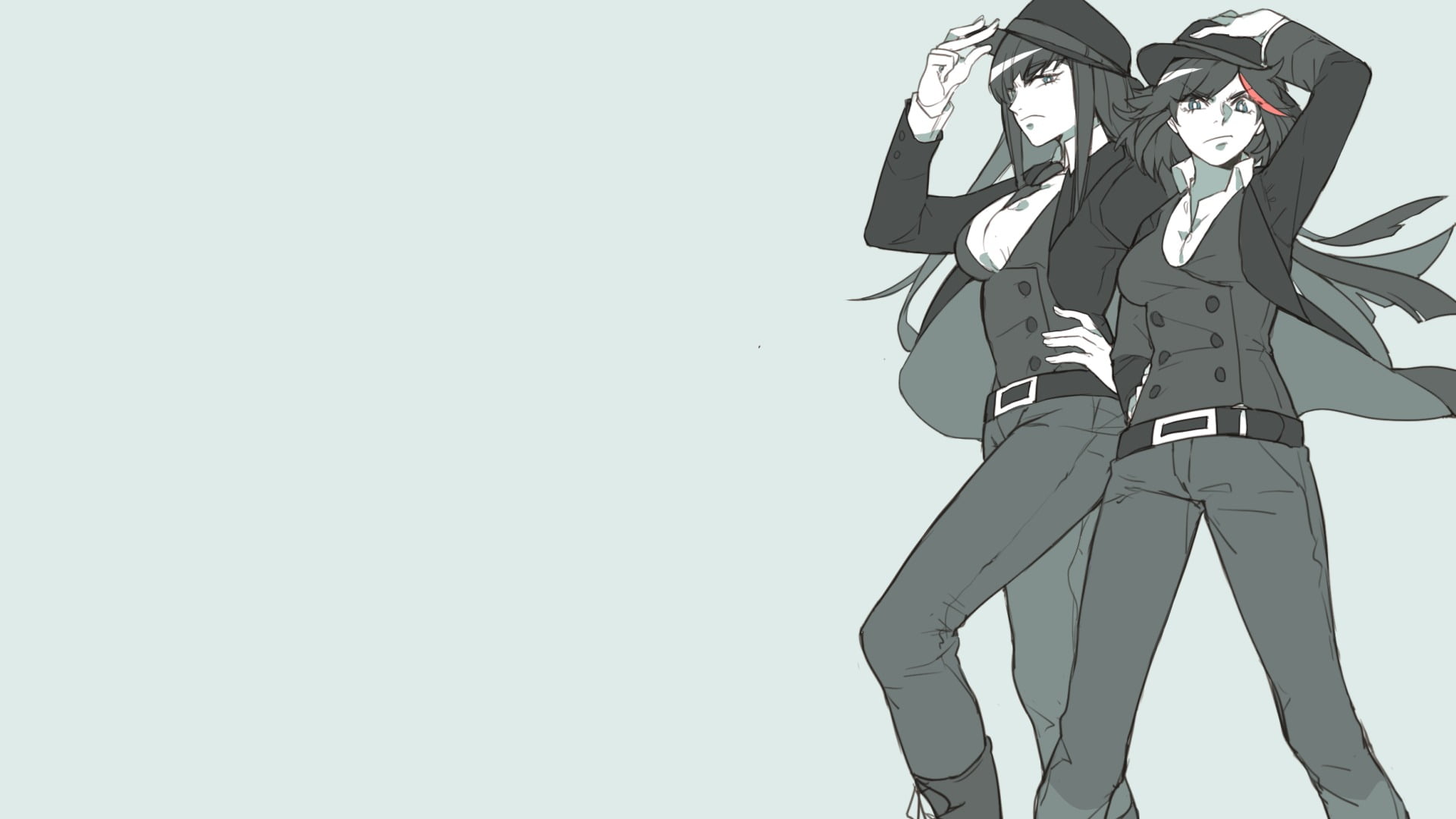 black haired female anime character wallpaper, minimalism, Kill la Kill