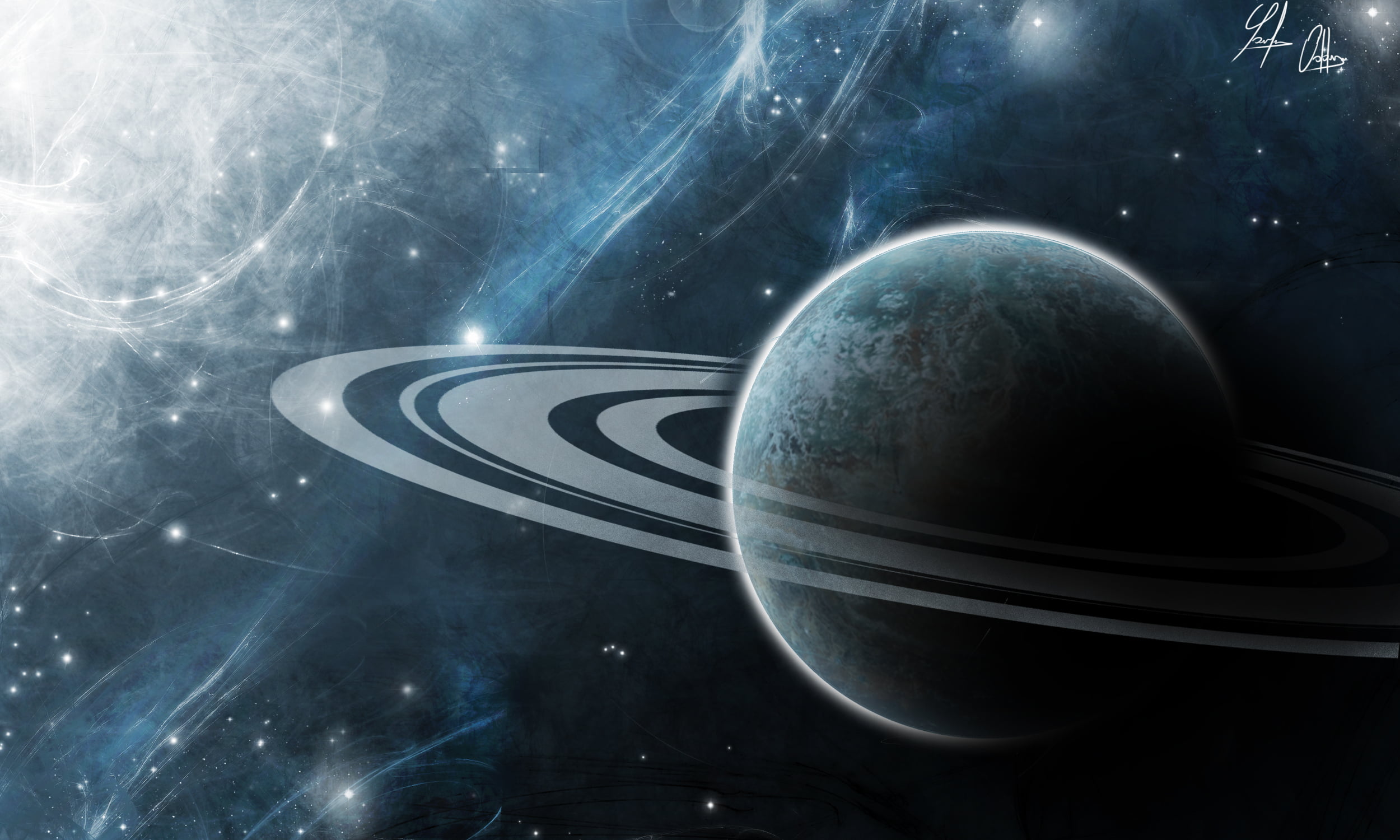 gray planet digital wallpaper, space, the universe, ring, art