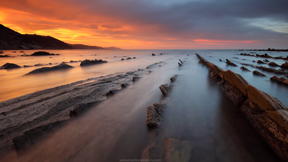 photography of beach during sunset, LINES, flysch, sea, Seascape