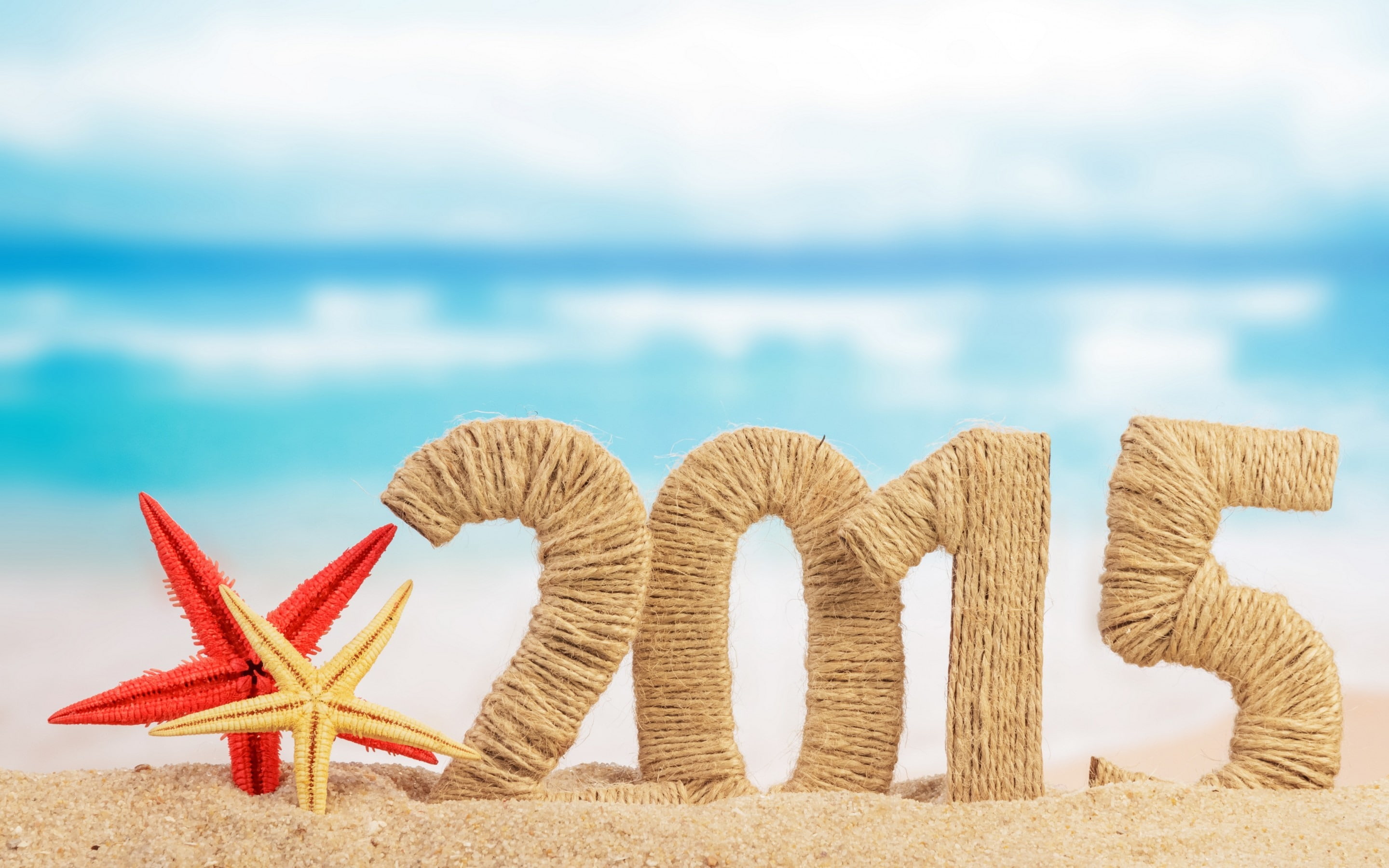 2015, Starfish, Sand, Beach, 2015 freestanding numbers