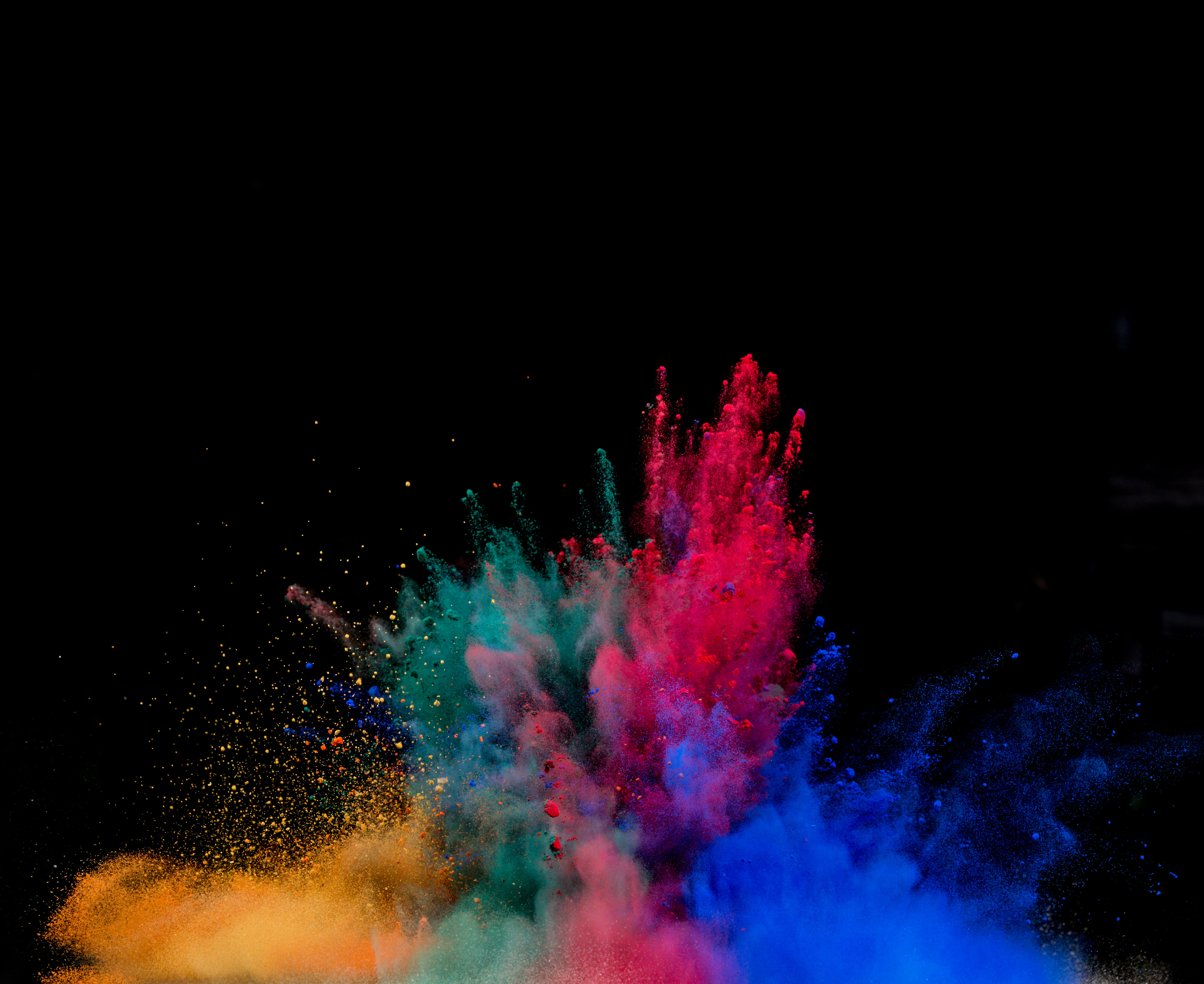 multicolored Holi powders, powder explosion, colorful, motion