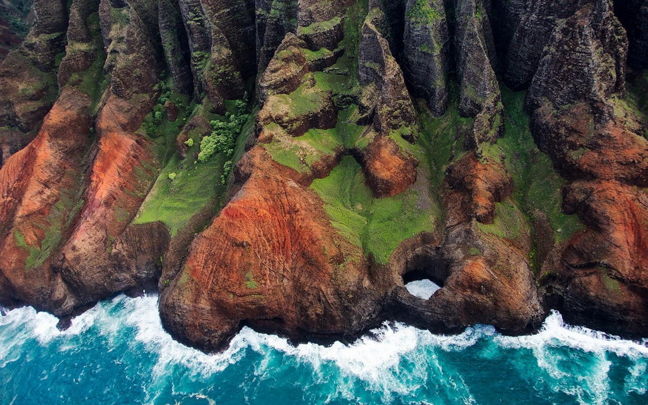 nature, landscape, Kauai, aerial view, mountains, island, coast