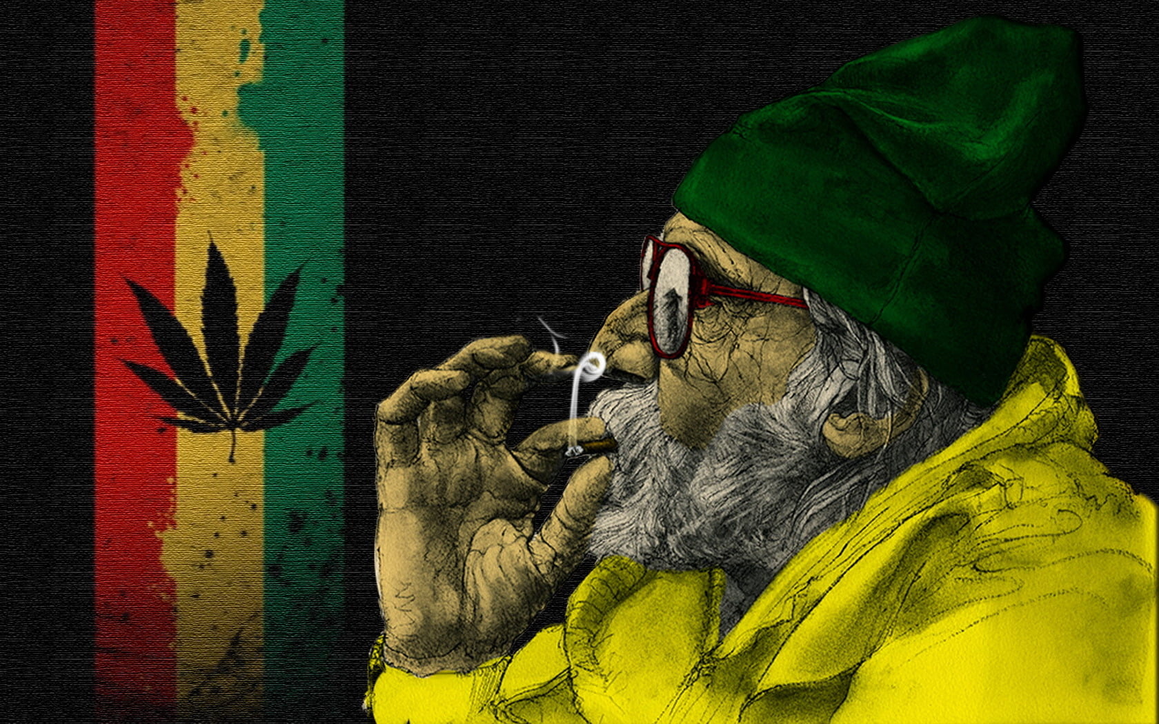 man using weed digital wallpaper, marijuana, Jamaica flag, Rasta
