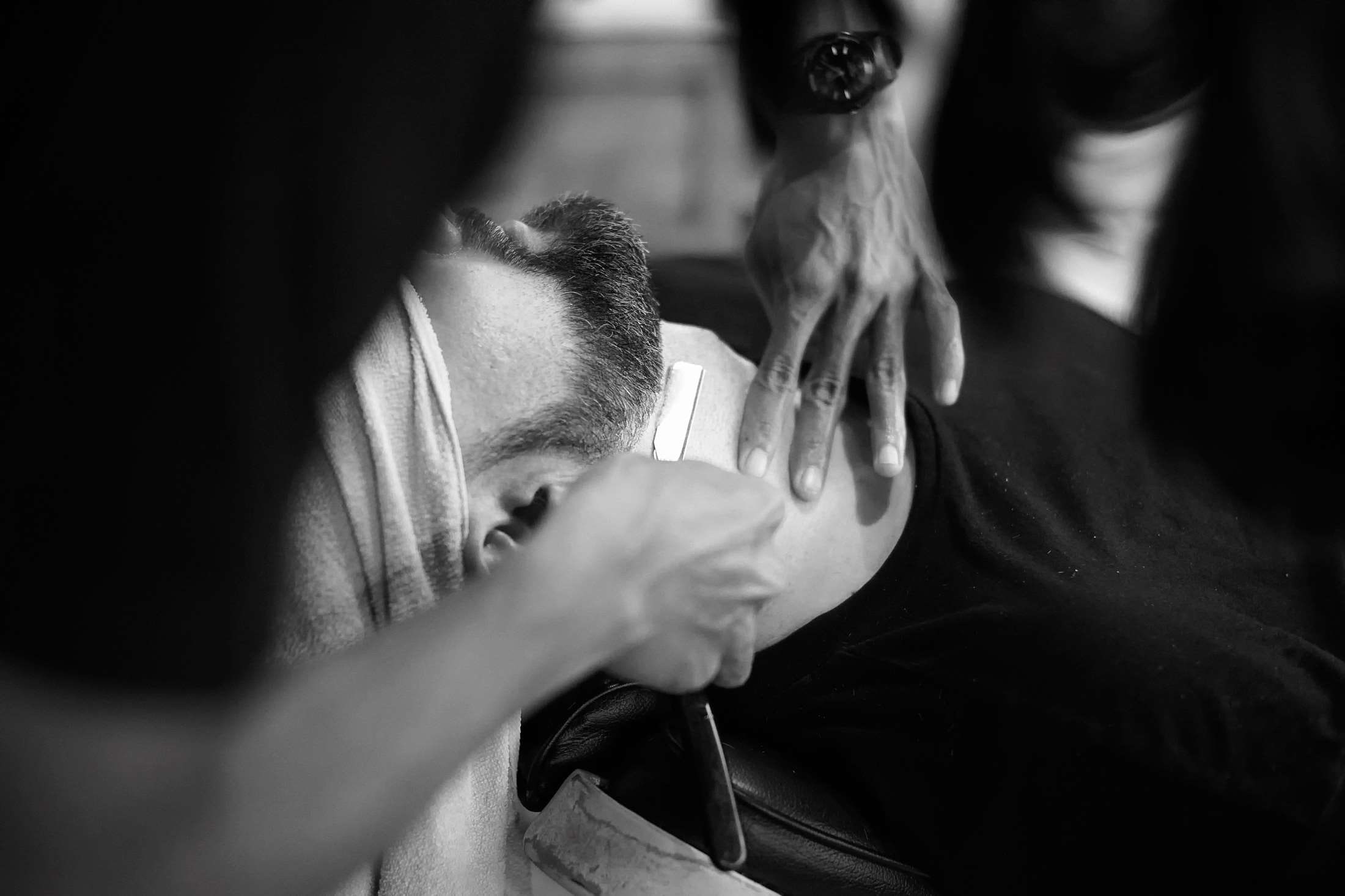 adult, barber, beard, black and white, blade, blur, business