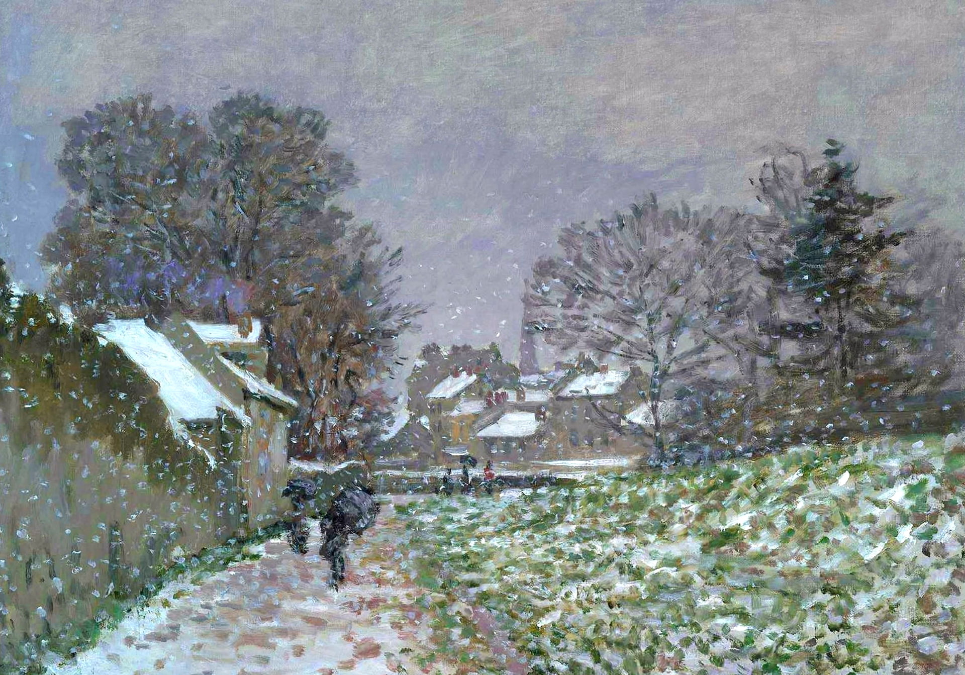 landscape, picture, Claude Monet, Snow at Argenteuil