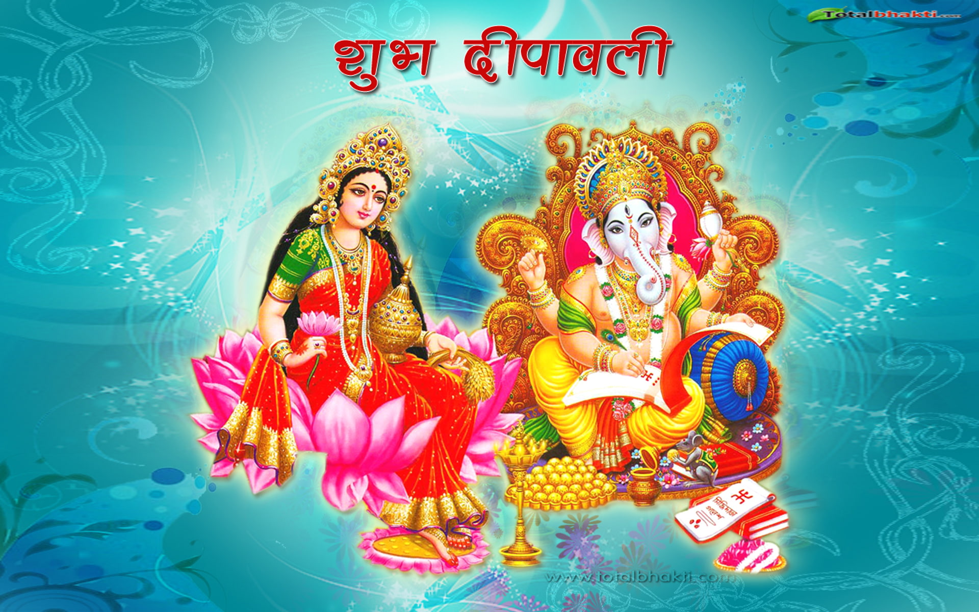 Goddess Laxmi Mata & Lord Ganesha Festivals Hindu Wallpaper 1920×1200
