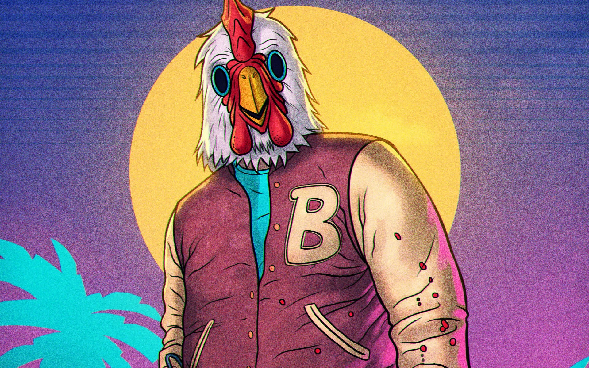 chicken man illustration, Hotline Miami, representation, human representation