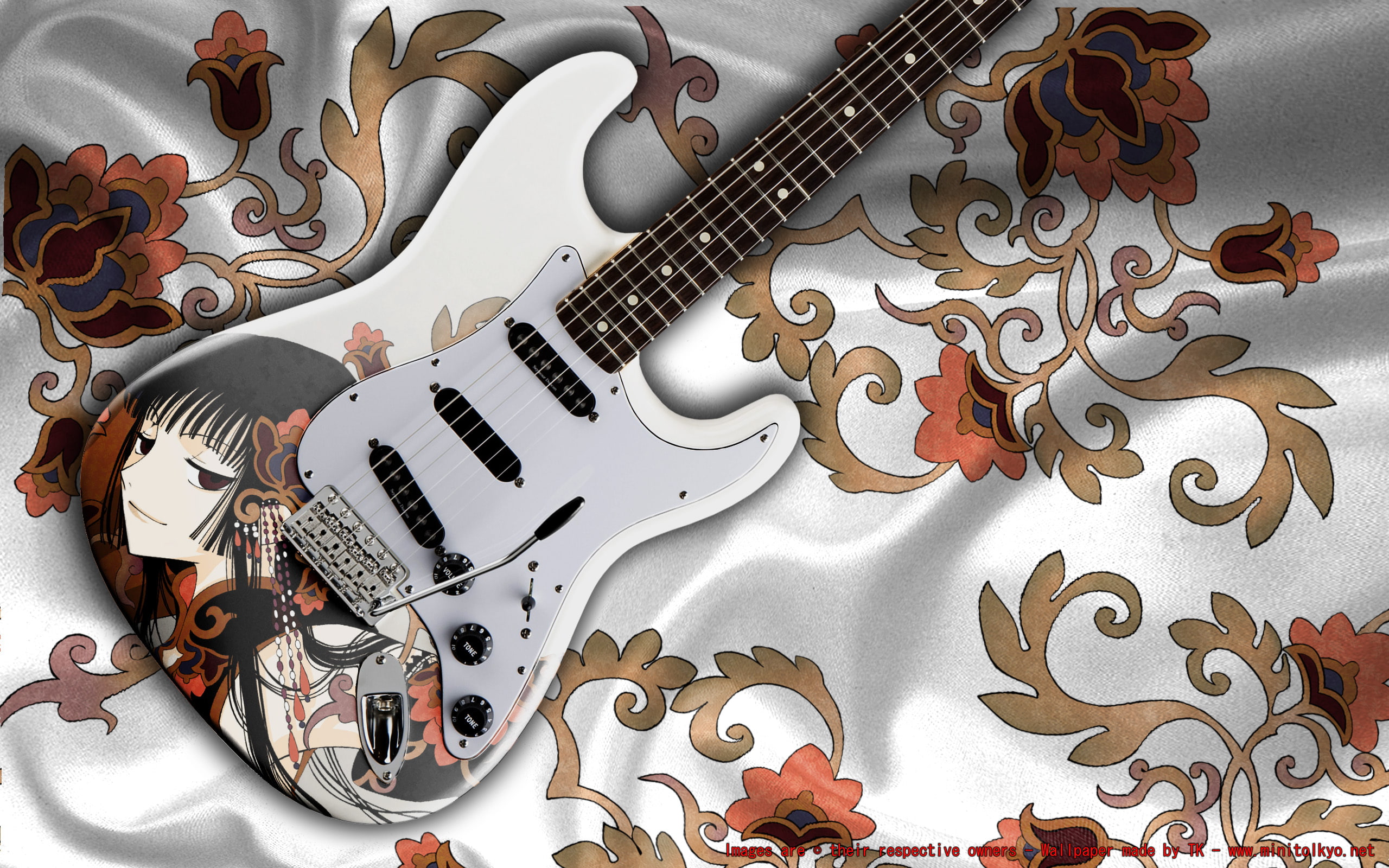 white and gray Stratocaster electric guitar, xxxholic, ichihara yuuko