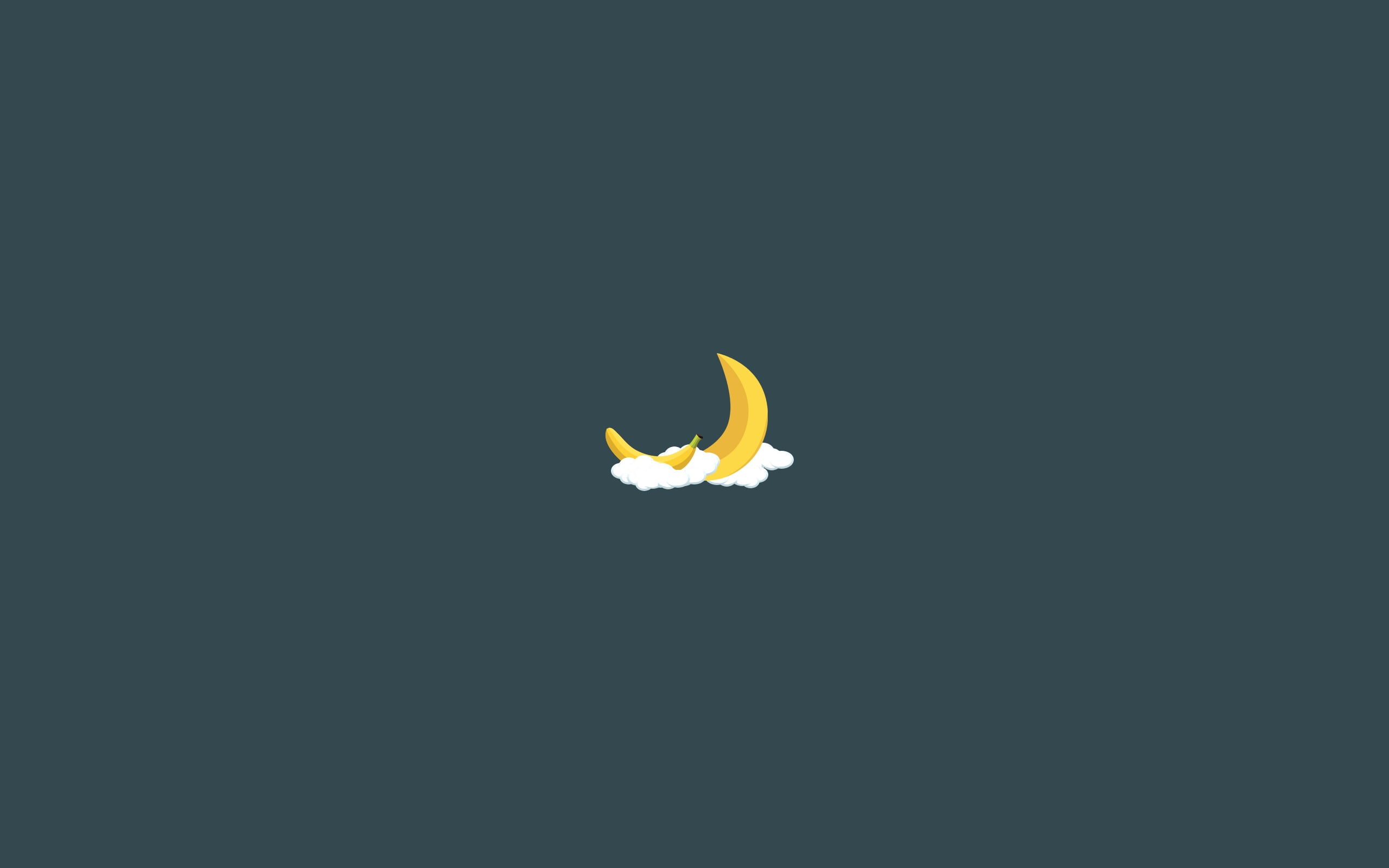 humor, minimalism, simple background, Moon, bananas, clouds