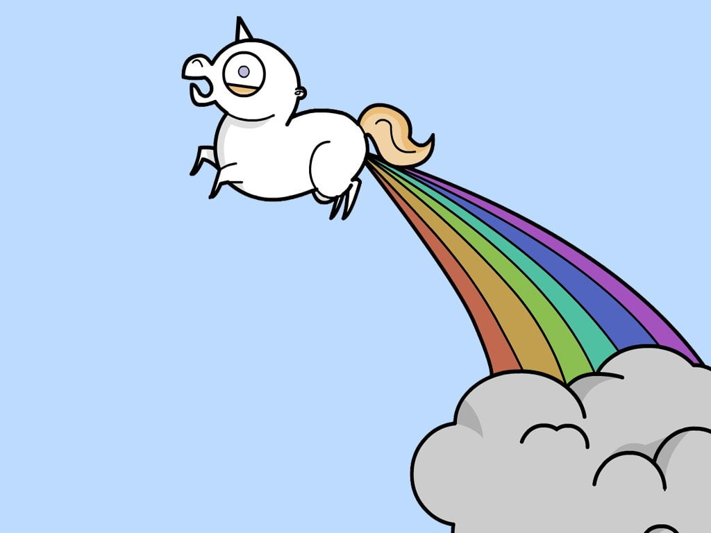 unicorn illustration, Humor, Funny, Rainbow, cartoon, illustrations And Vector Art