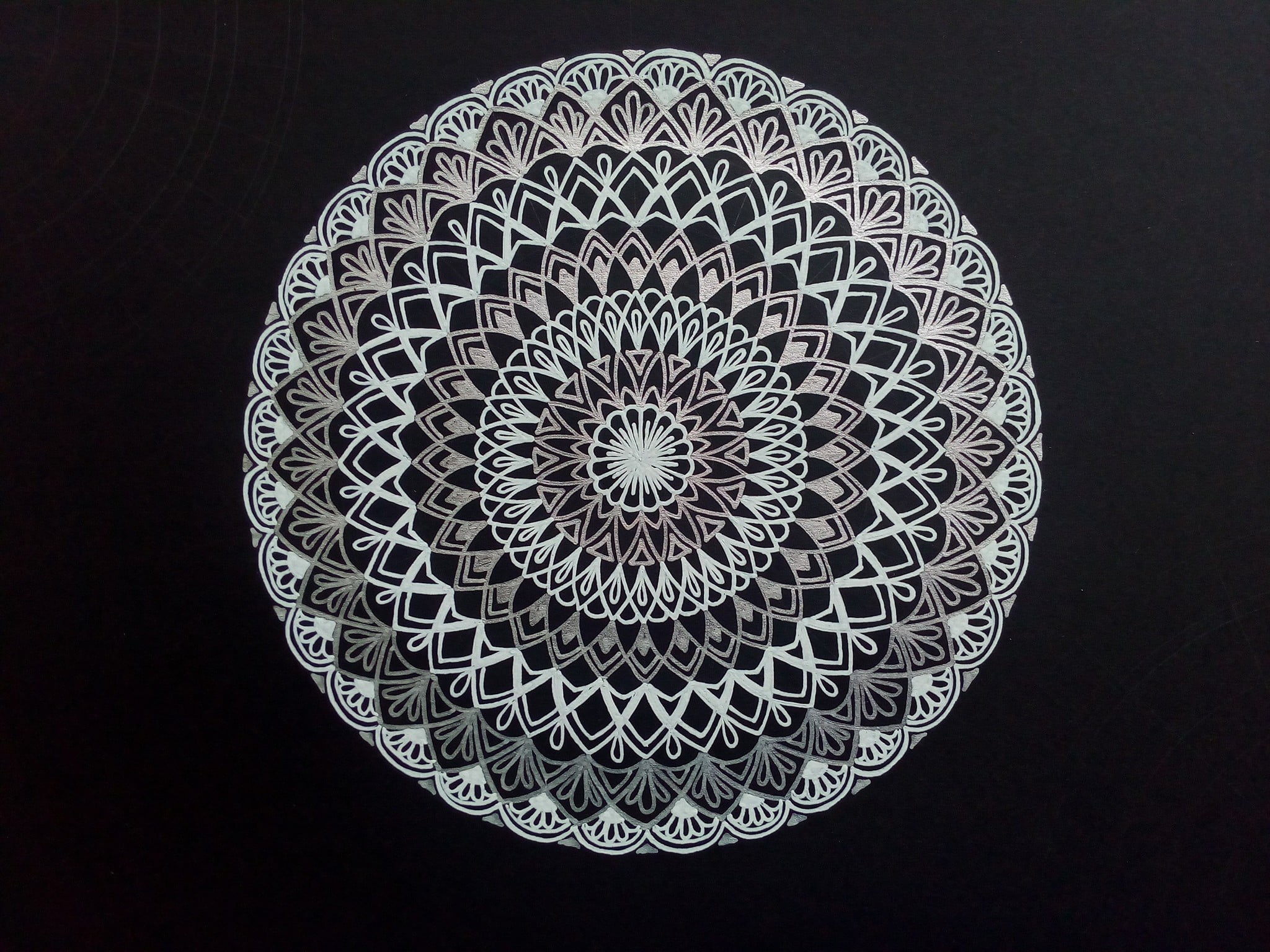 white and black floral illustration, mandala, artwork, pattern
