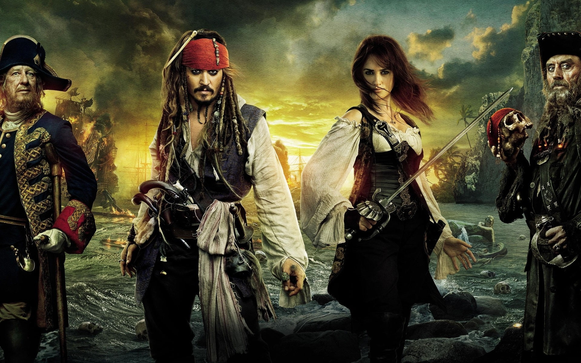 movies penelope cruz pirates of the caribbean johnny depp captain jack sparrow captain hector barbos Entertainment Movies HD Art