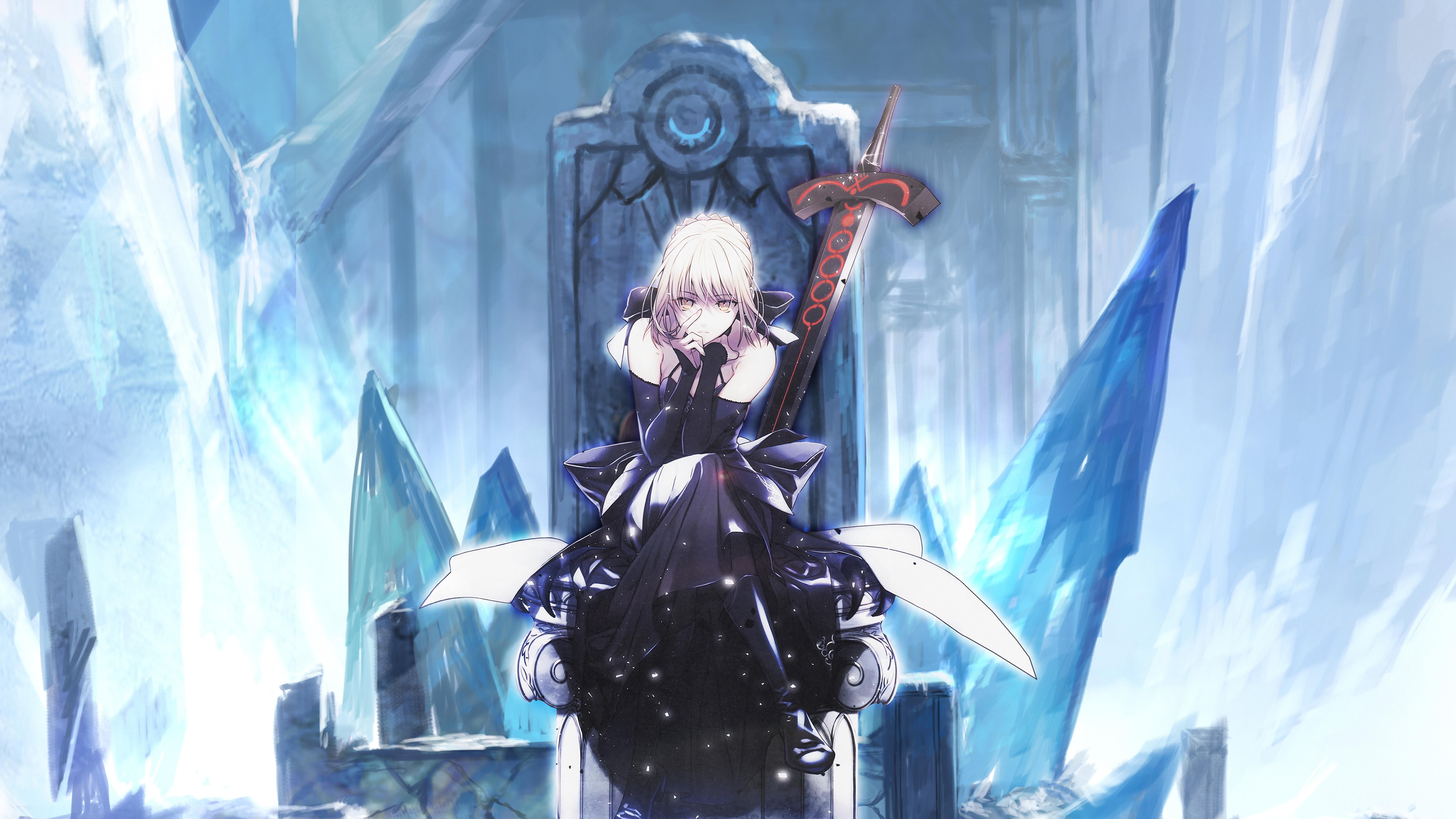 Saber Alter wallpaper, anime, anime girls, Fate/Stay Night, throne