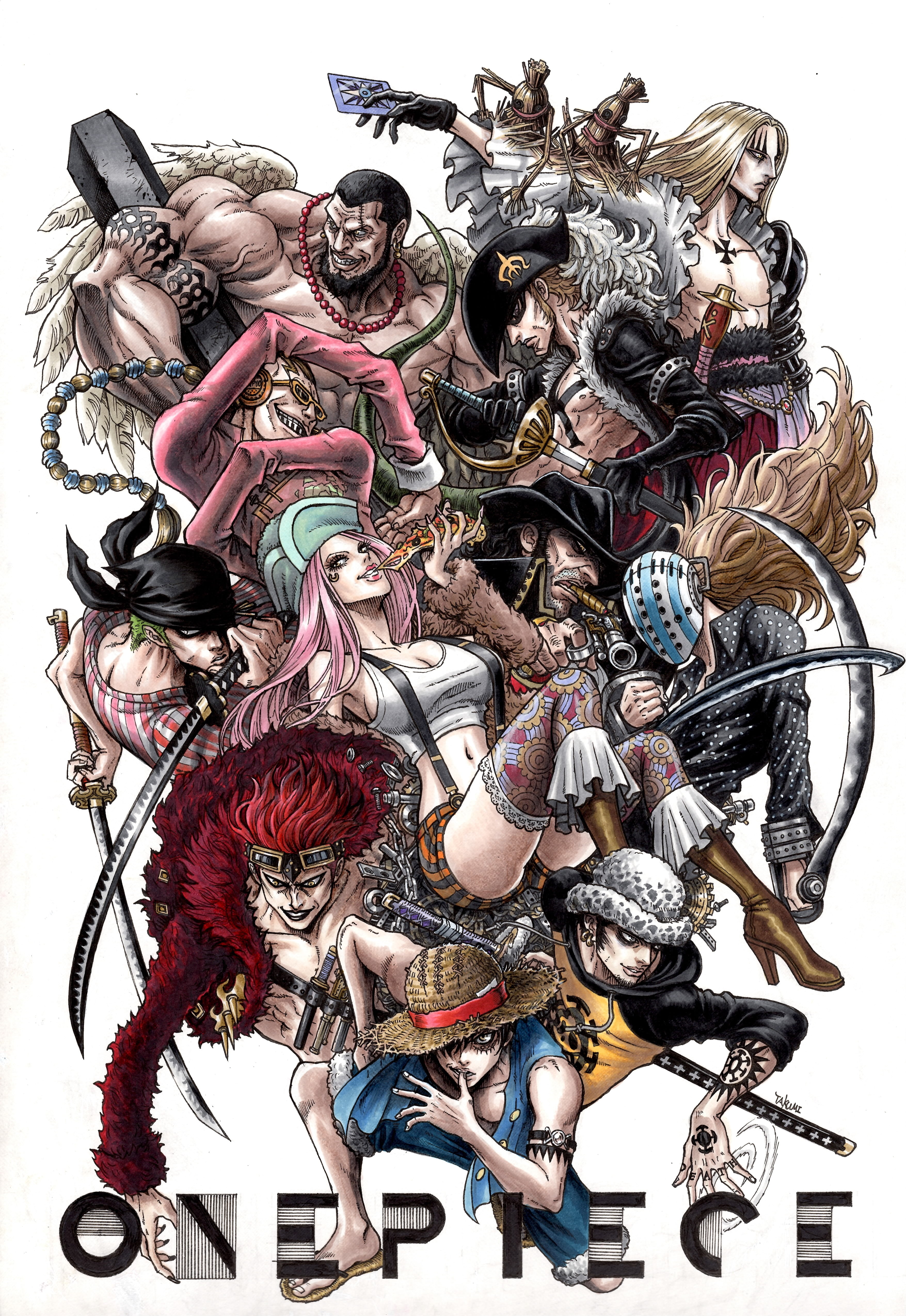 One Piece digital wallpaper, anime, Roronoa Zoro, Trafalgar Law