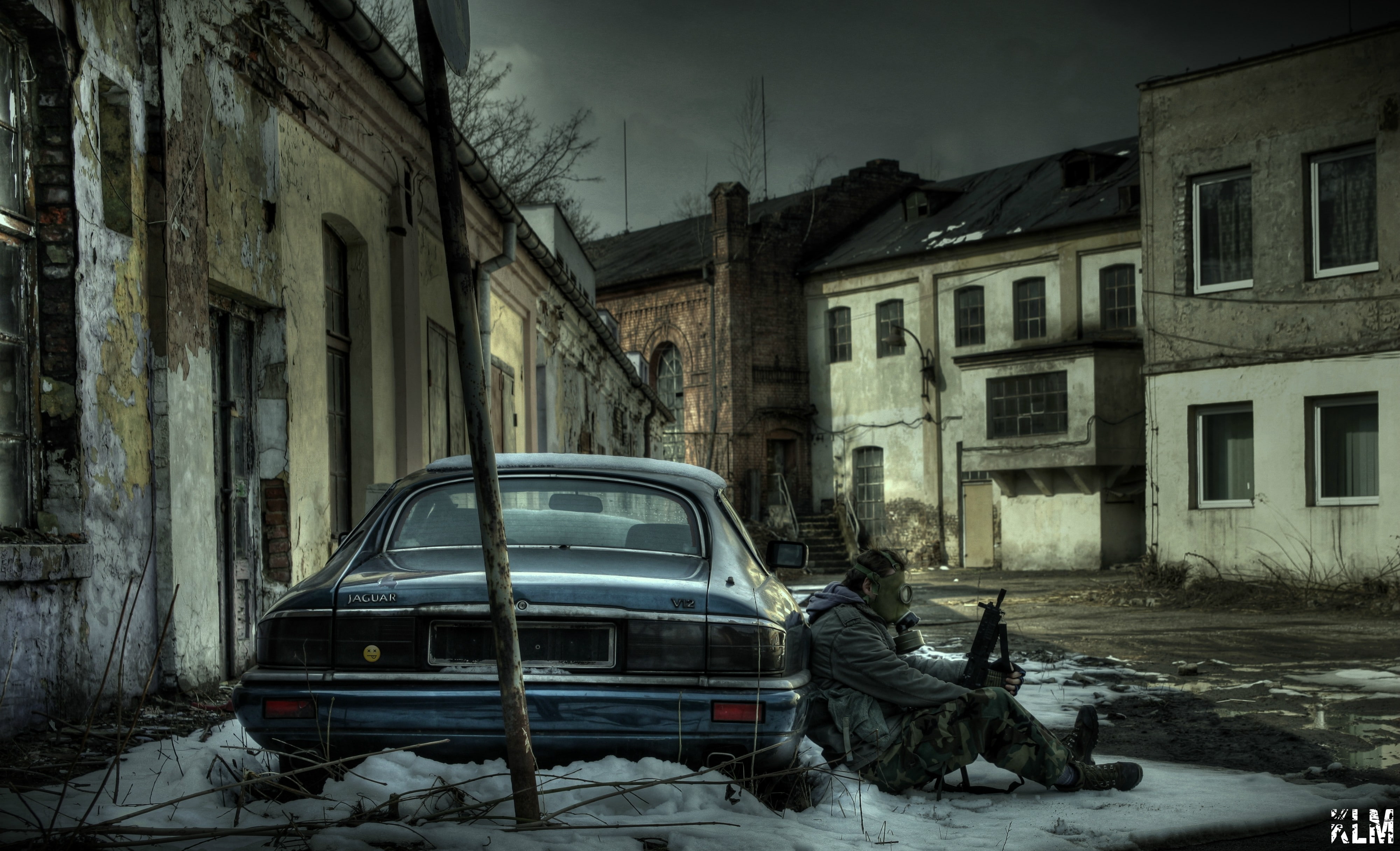 gray vehicle, gas masks, abandoned, Poland, urbex, S.T.A.L.K.E.R.