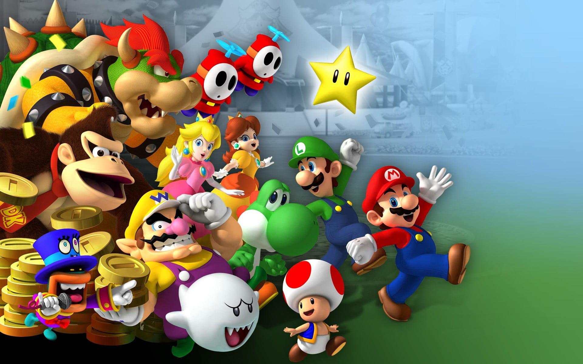 Free Download Hd Wallpaper Super Mario Characters Illustration Mario Bros Luigi Princess