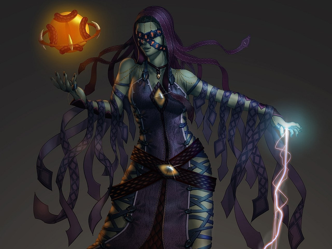 witch, front view, one person, studio shot, human representation