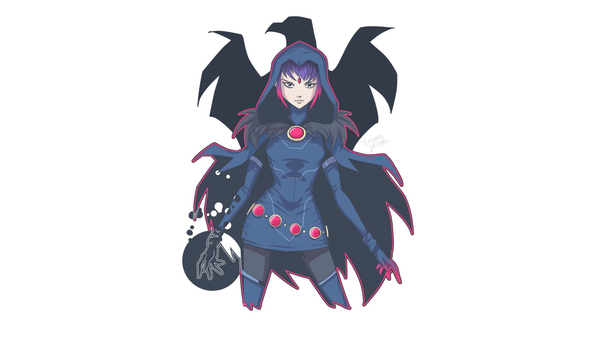 Comics, Raven, Cape, DC Comics, Glove, Hood, Purple Hair, Raven (DC Comics)