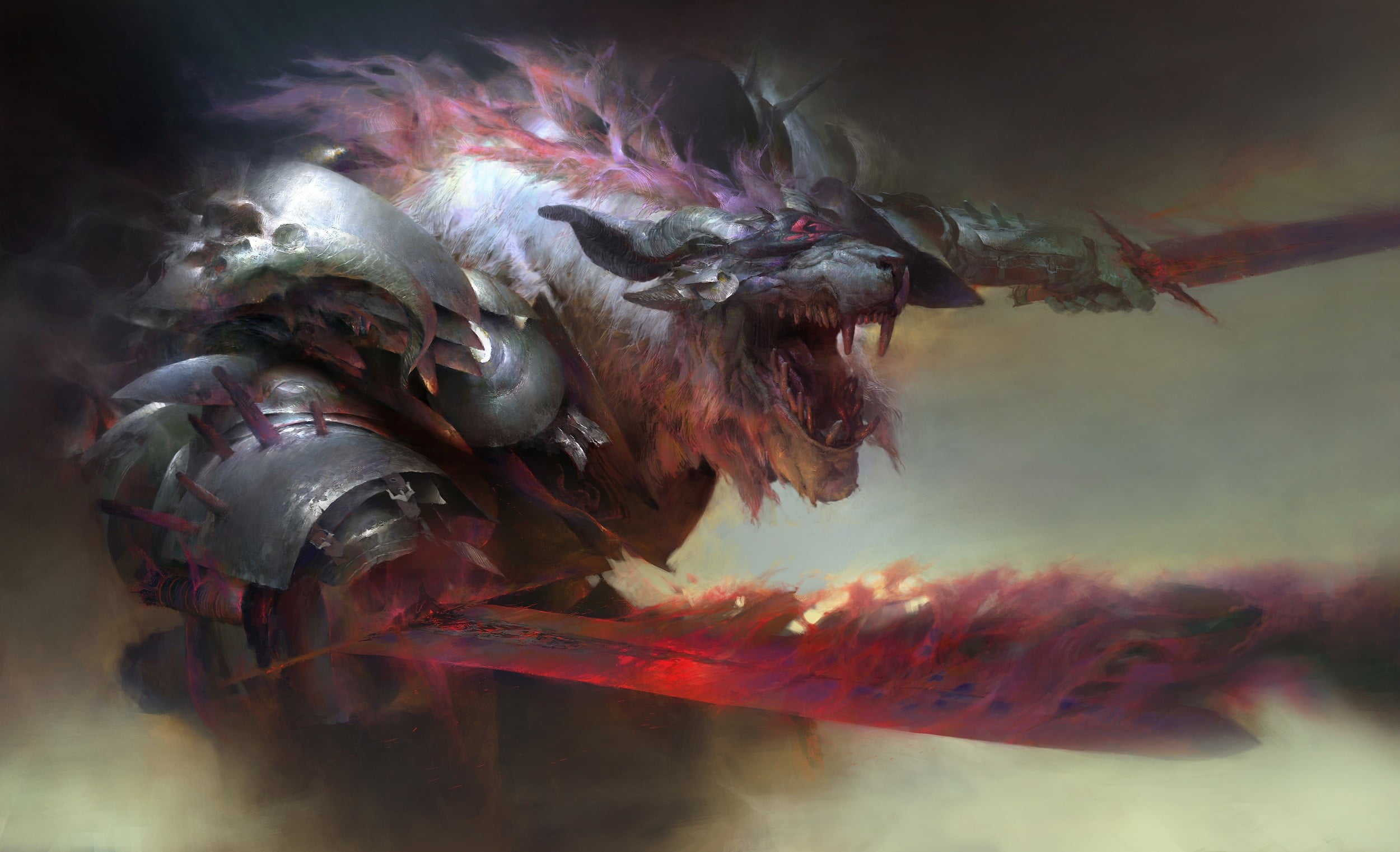 monster digital wallpaper, Guild Wars 2, Charr, fantasy art, one animal