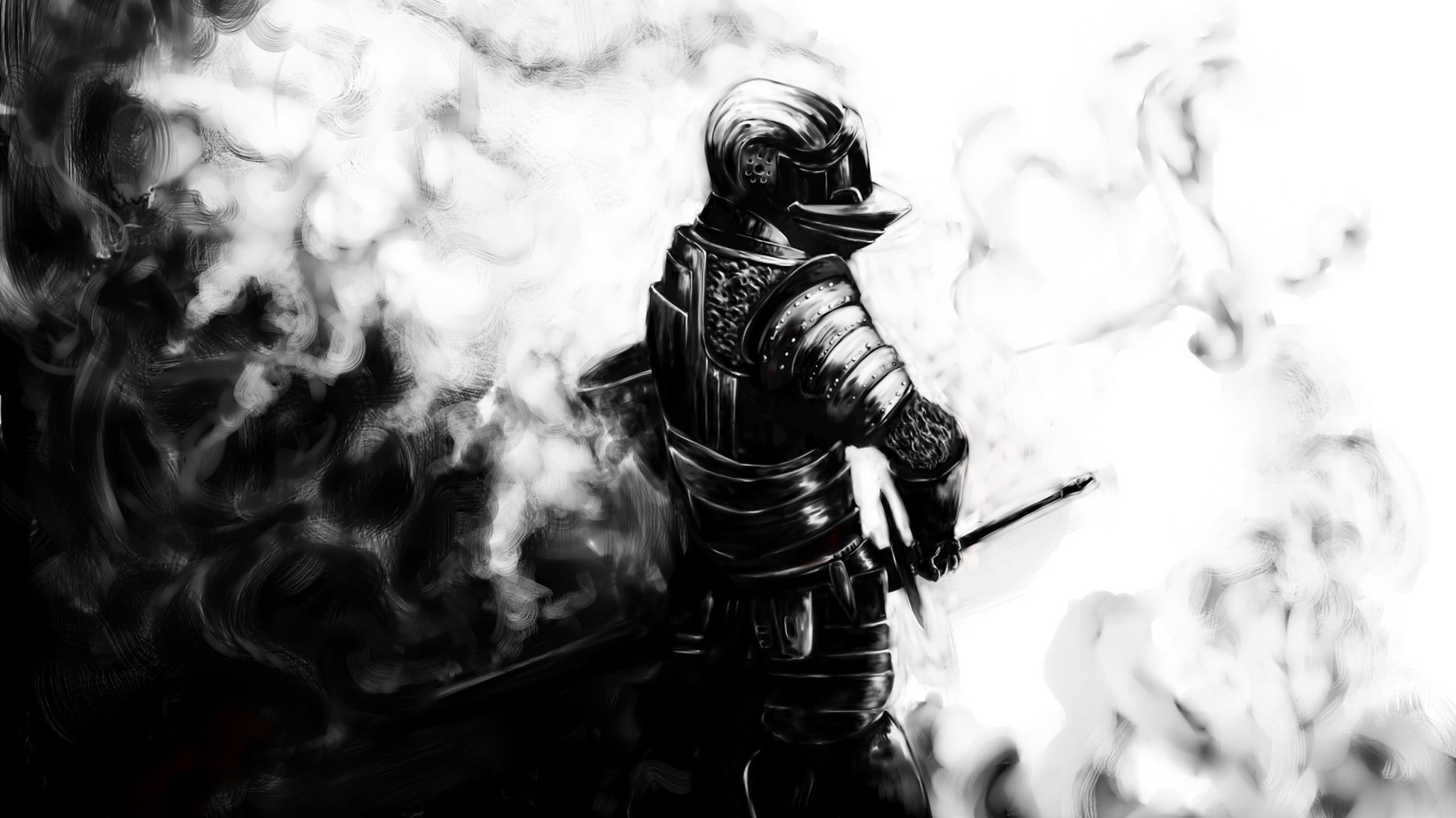 Dark Souls BW Knight Medieval HD, man in knight suit character