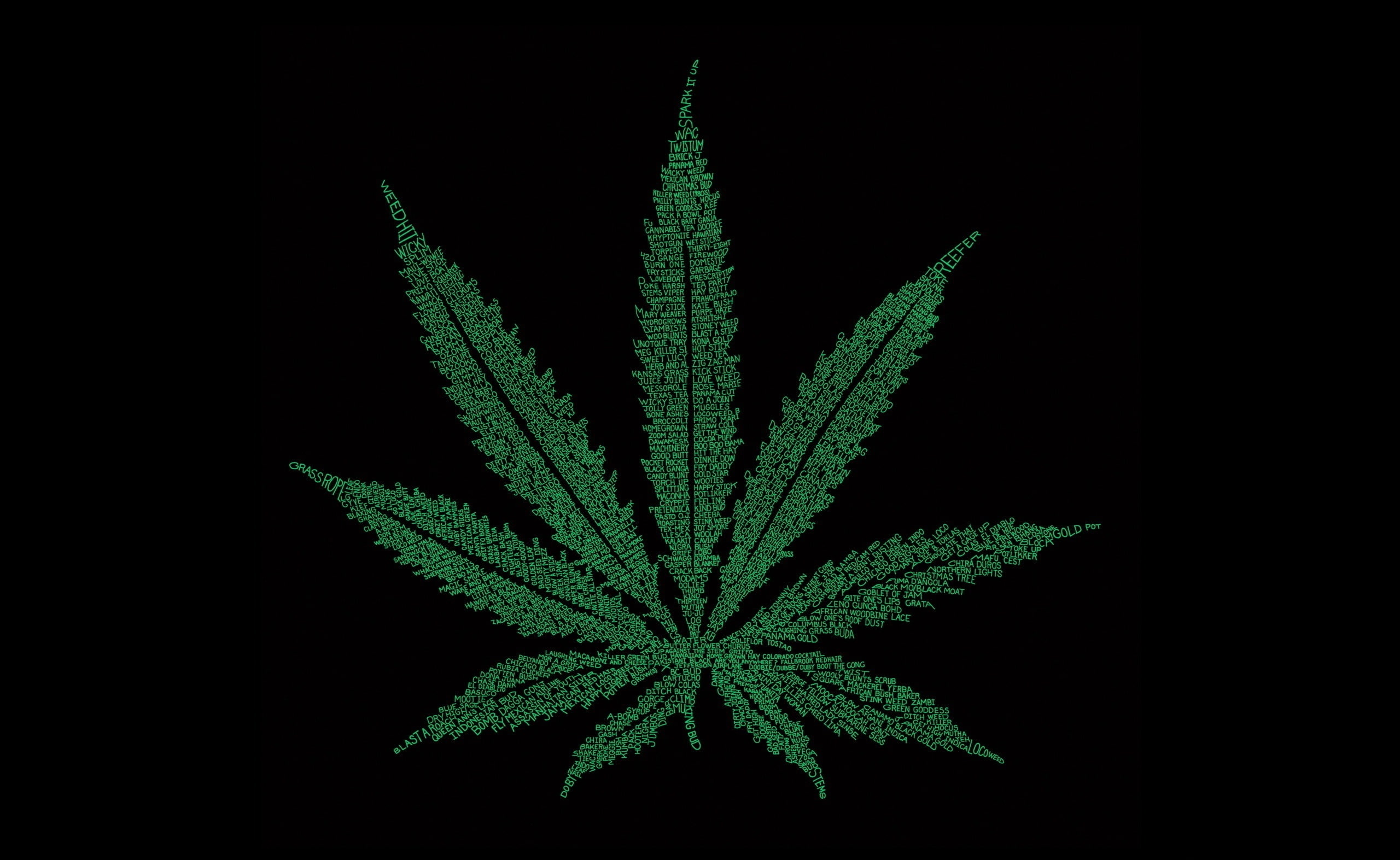 Marijuana Leaf Typography, cannabis leaf, Artistic, green color