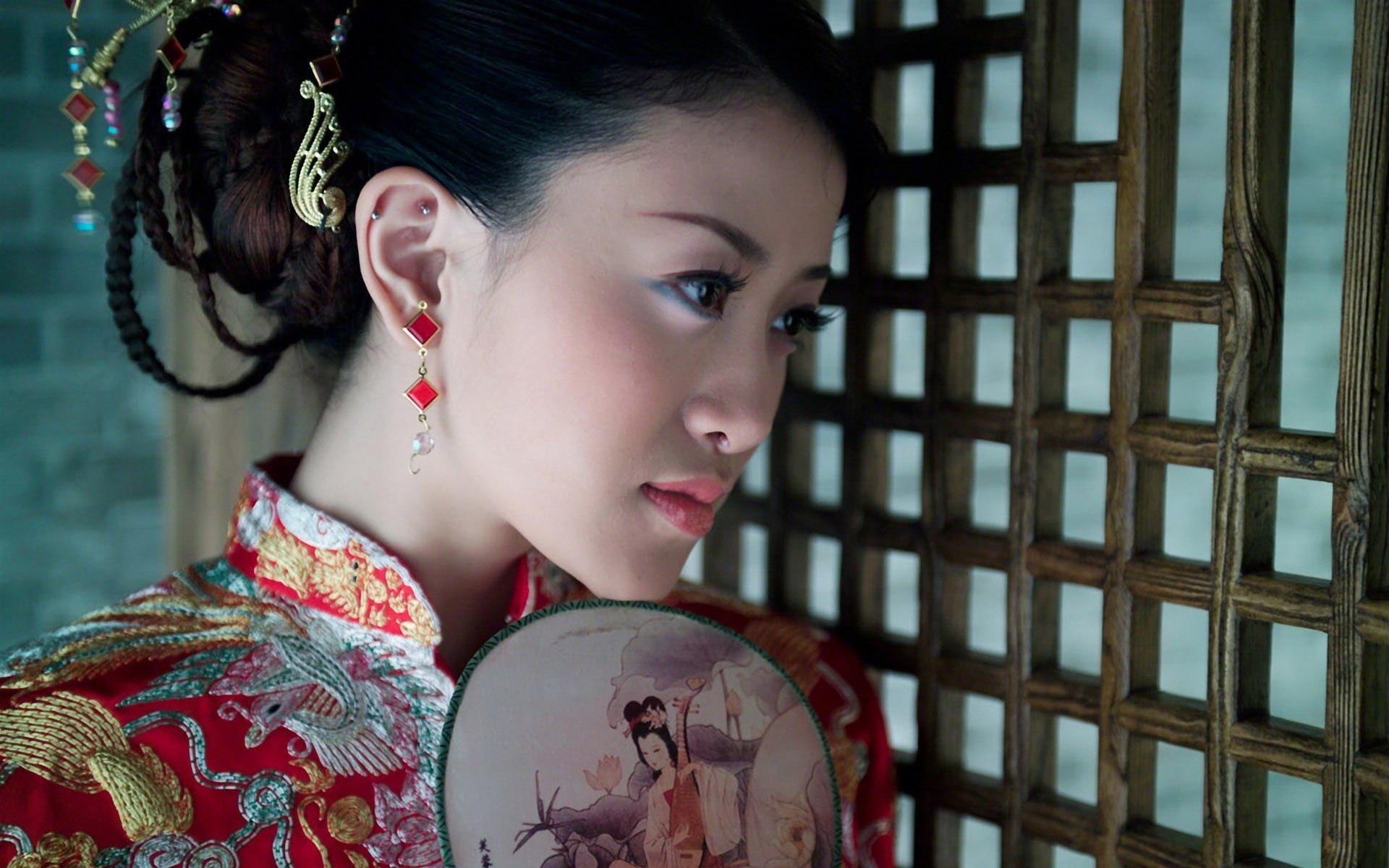 asian, babes, brunettes, china, face, geisha, kimono, models