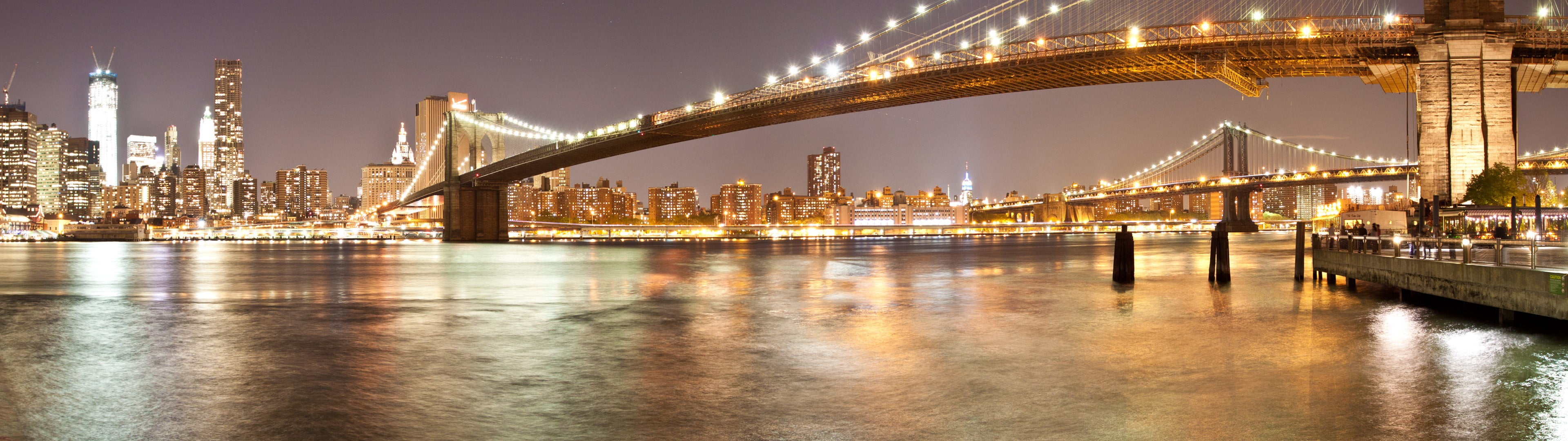 grey bridge, New York City, USA, architecture, night, built structure