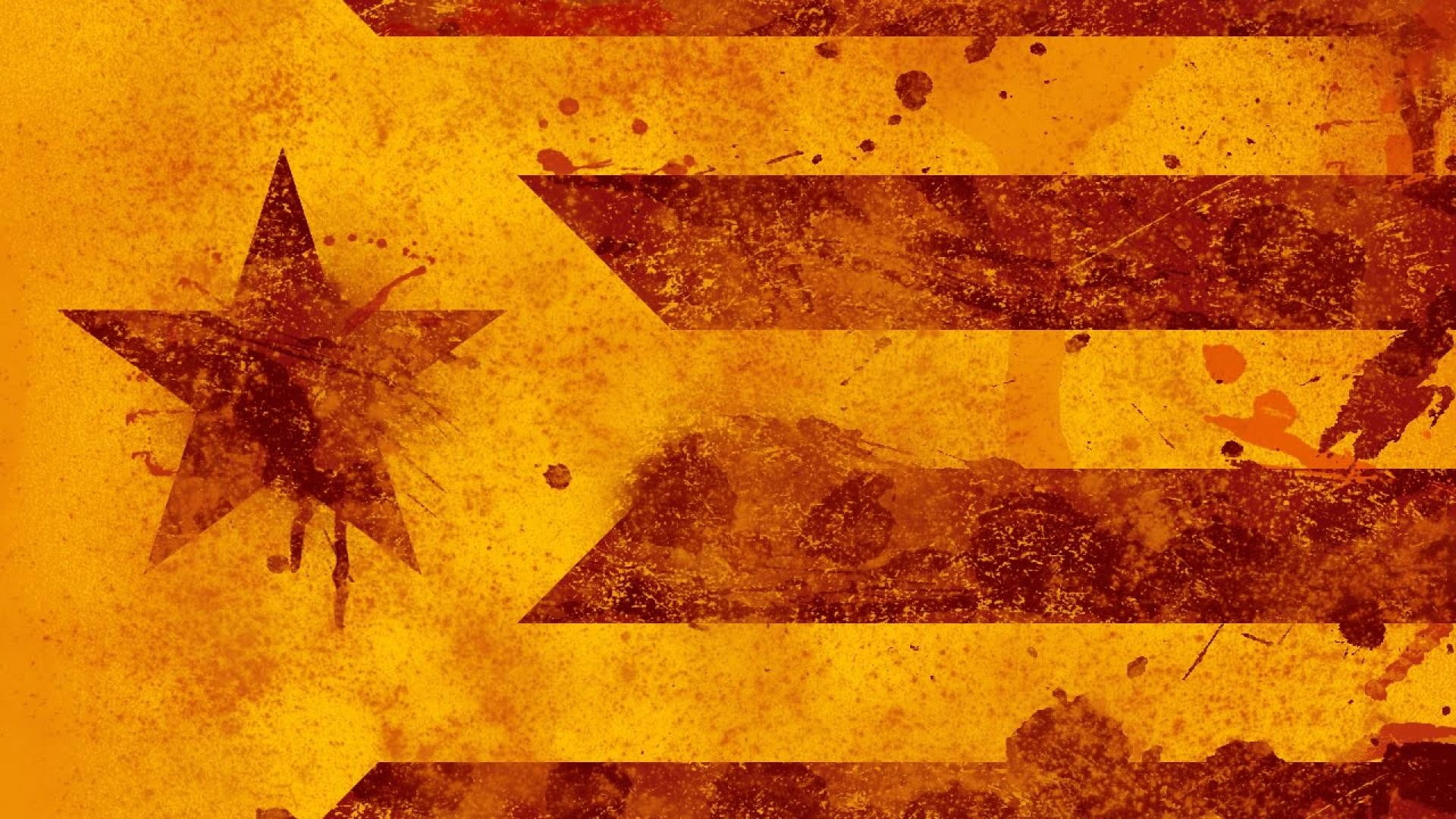 brown and red flag illustration, Catalonia, Estelada, star shape