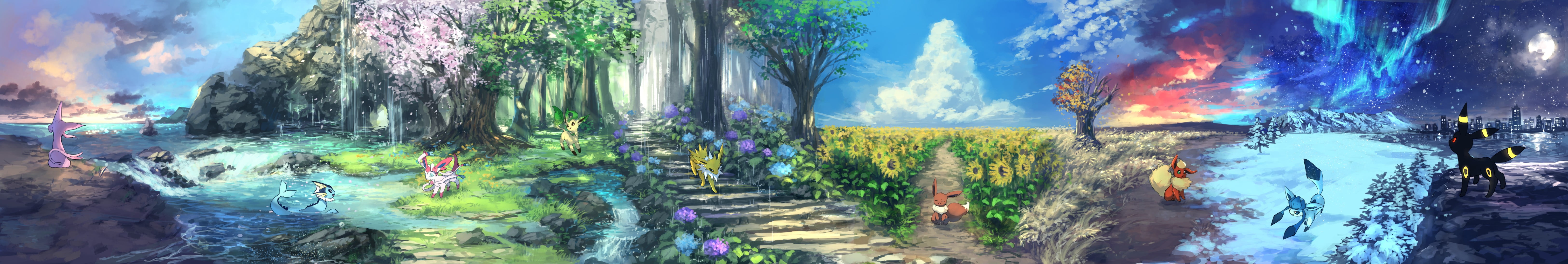 Free Download Hd Wallpaper Nature Painting Pokémon Dual Monitors