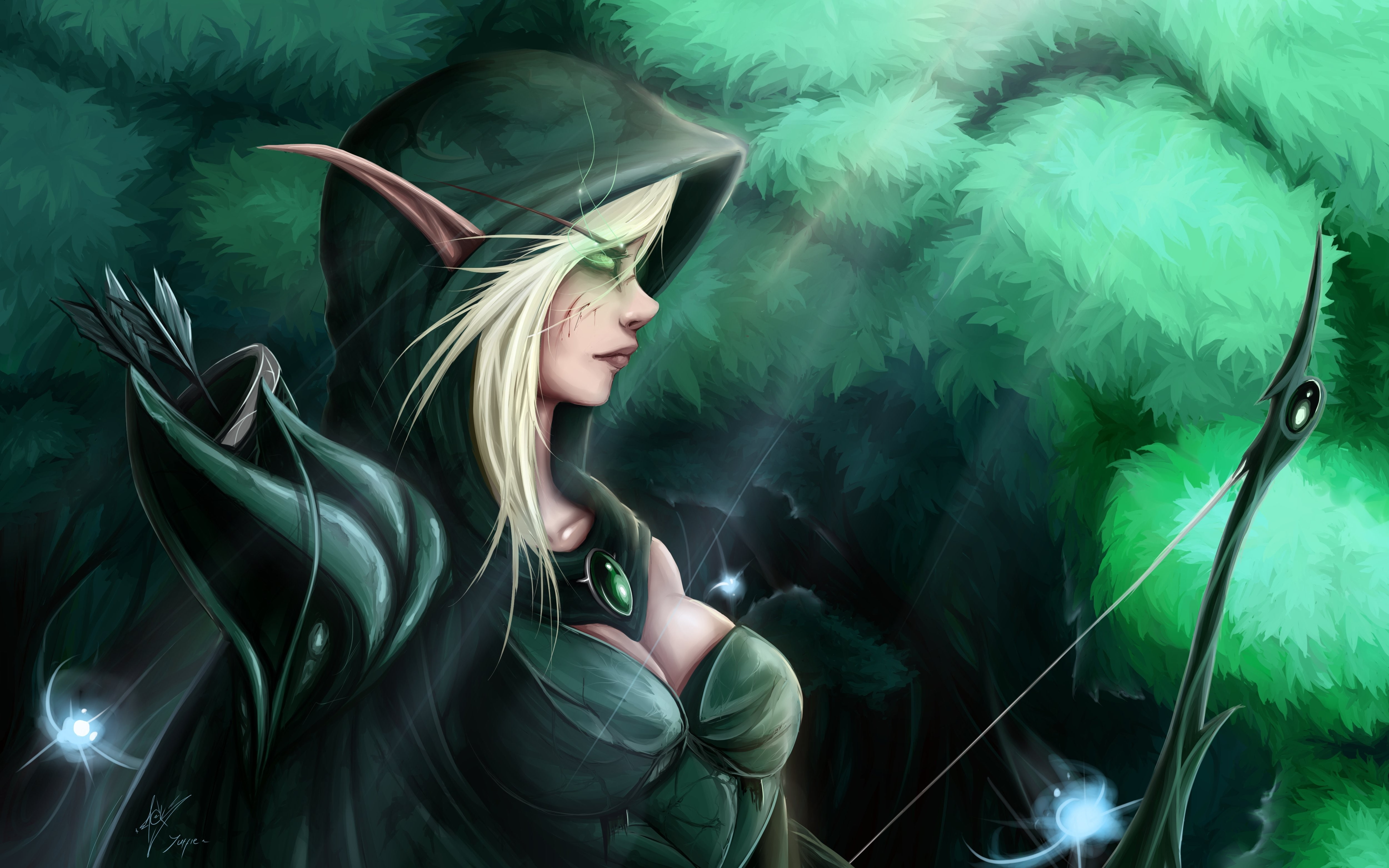elves, women, fantasy art, archer