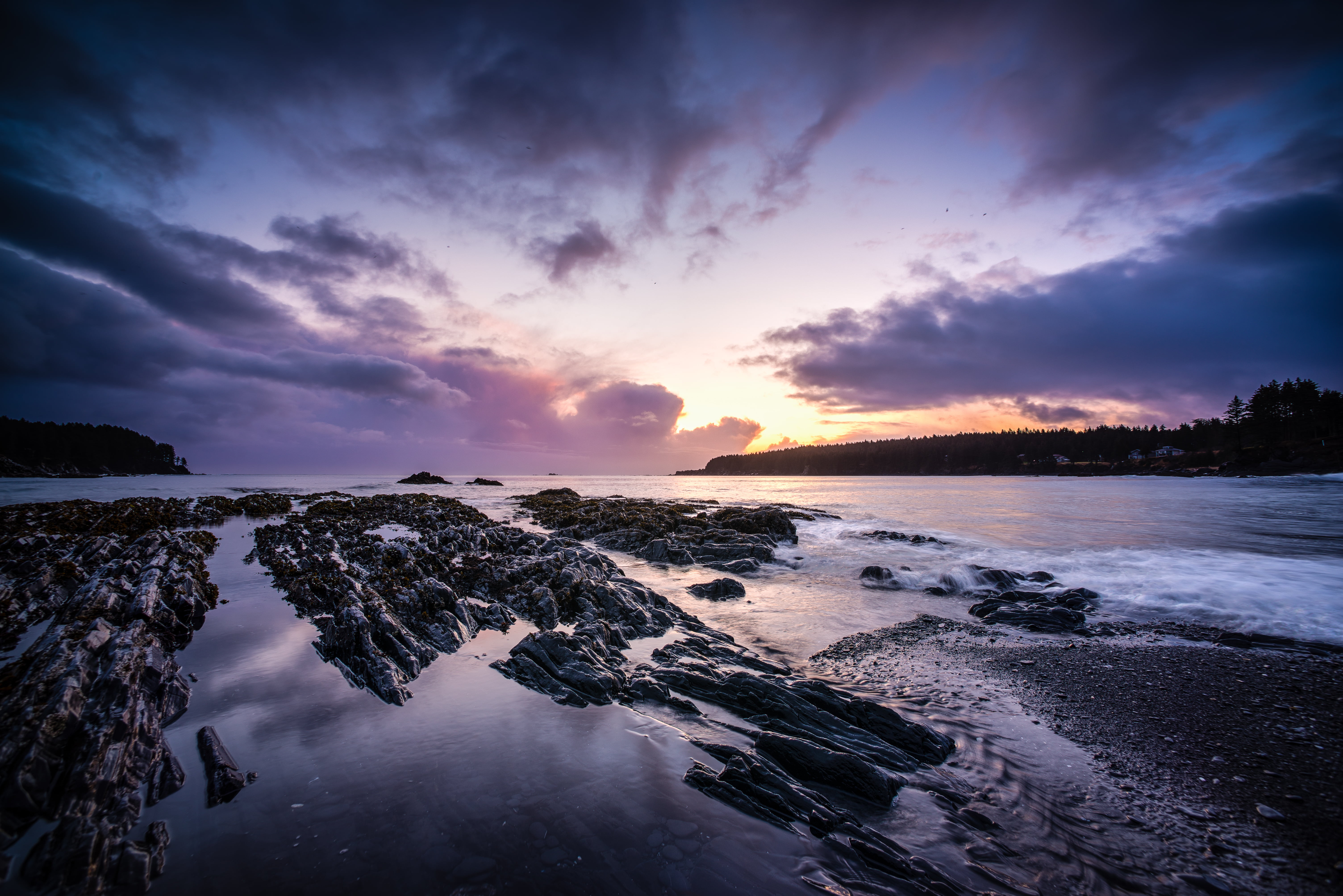 body of water during sunset, Mill Bay, Rocks, Nikon D610, Nikkor