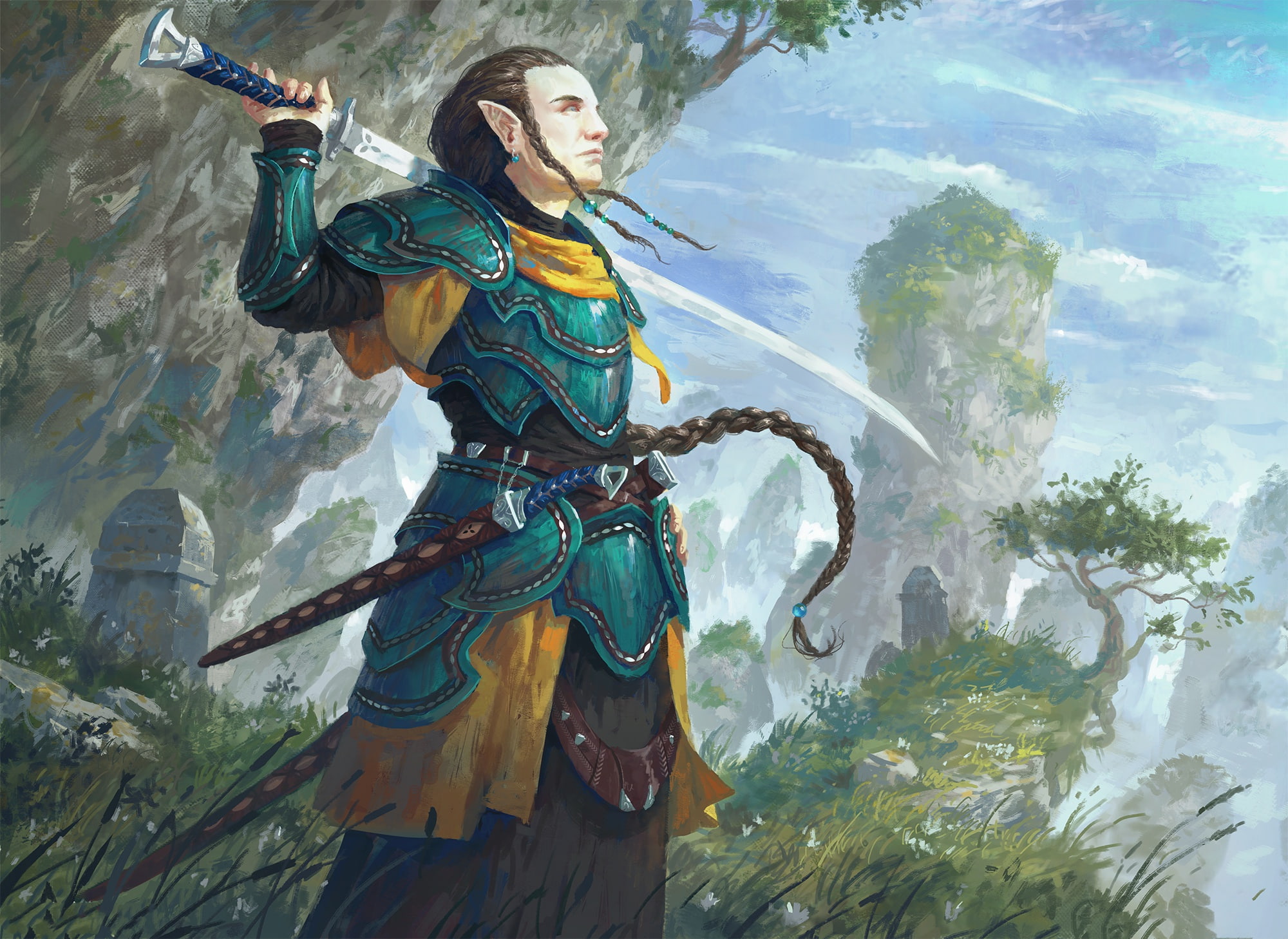 Fantasy, Elf, Braid, Man, Sword, Warrior