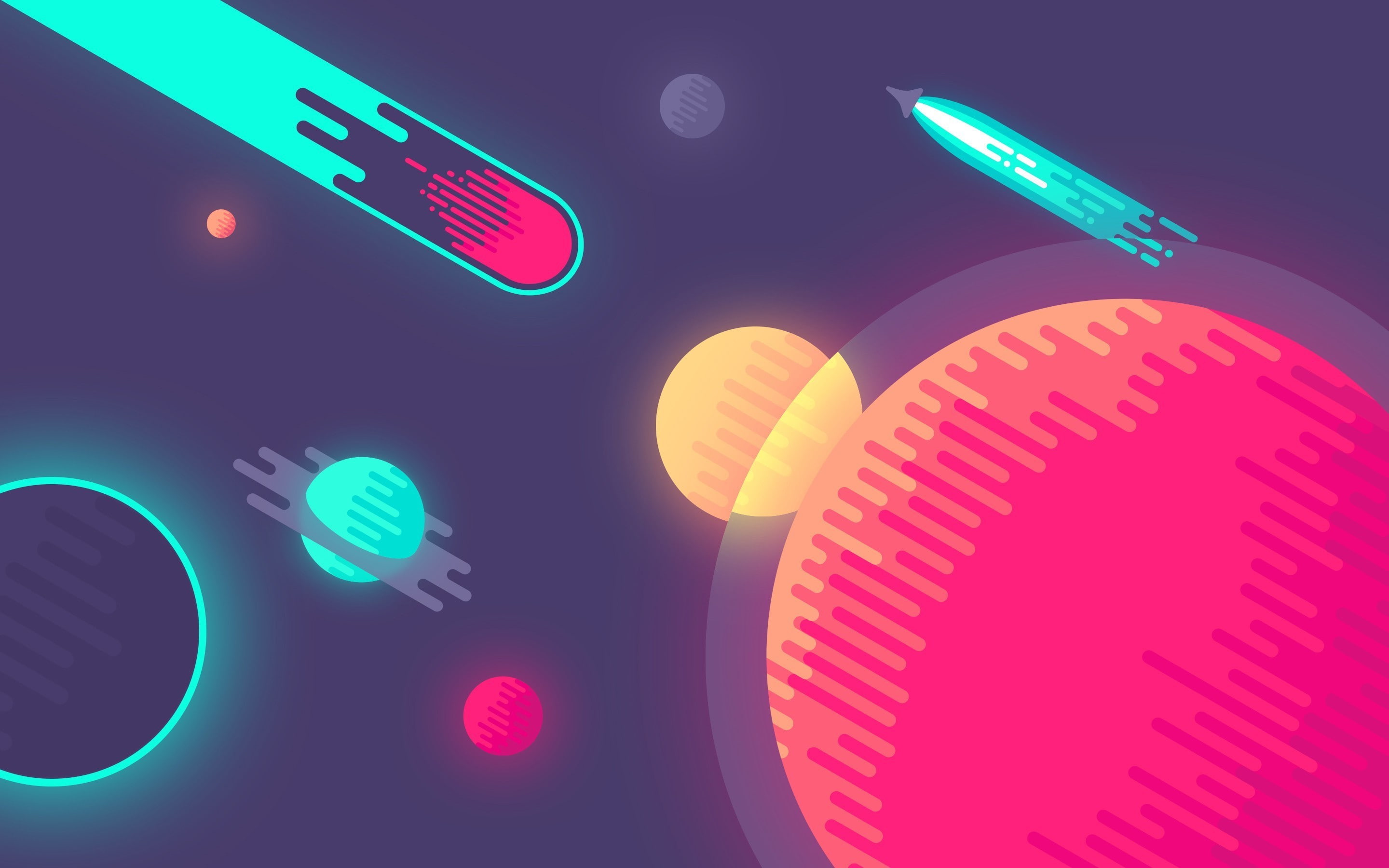 artwork digital art planet space comet colorful spaceship minimalism space art comic art rockets