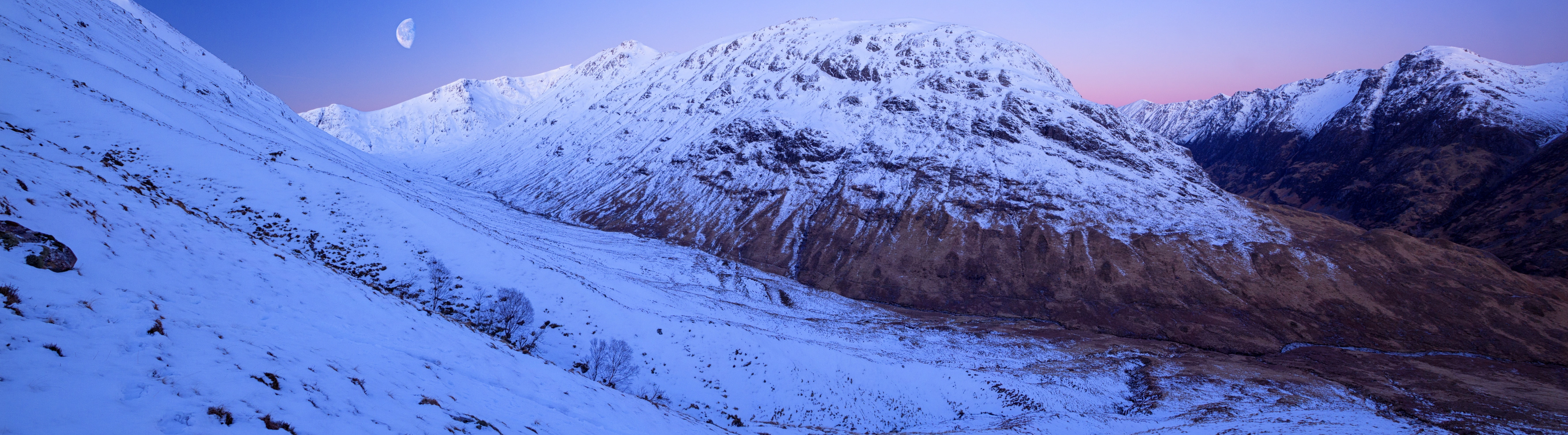 Glencoe, Scotland, Nightfall, Moonrise, Seasons, Winter, Nature