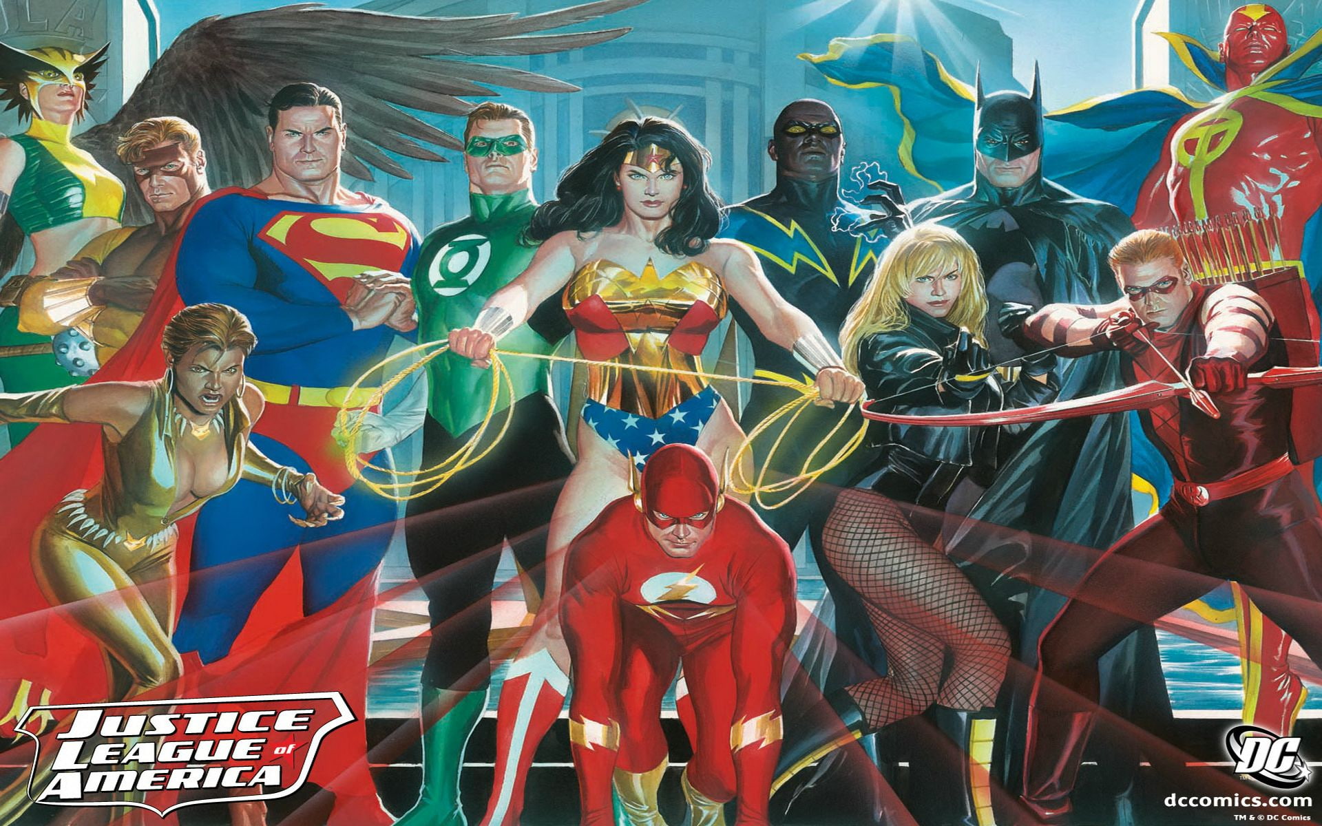 Comics, Justice League Of America, Batman, Black Canary, Flash